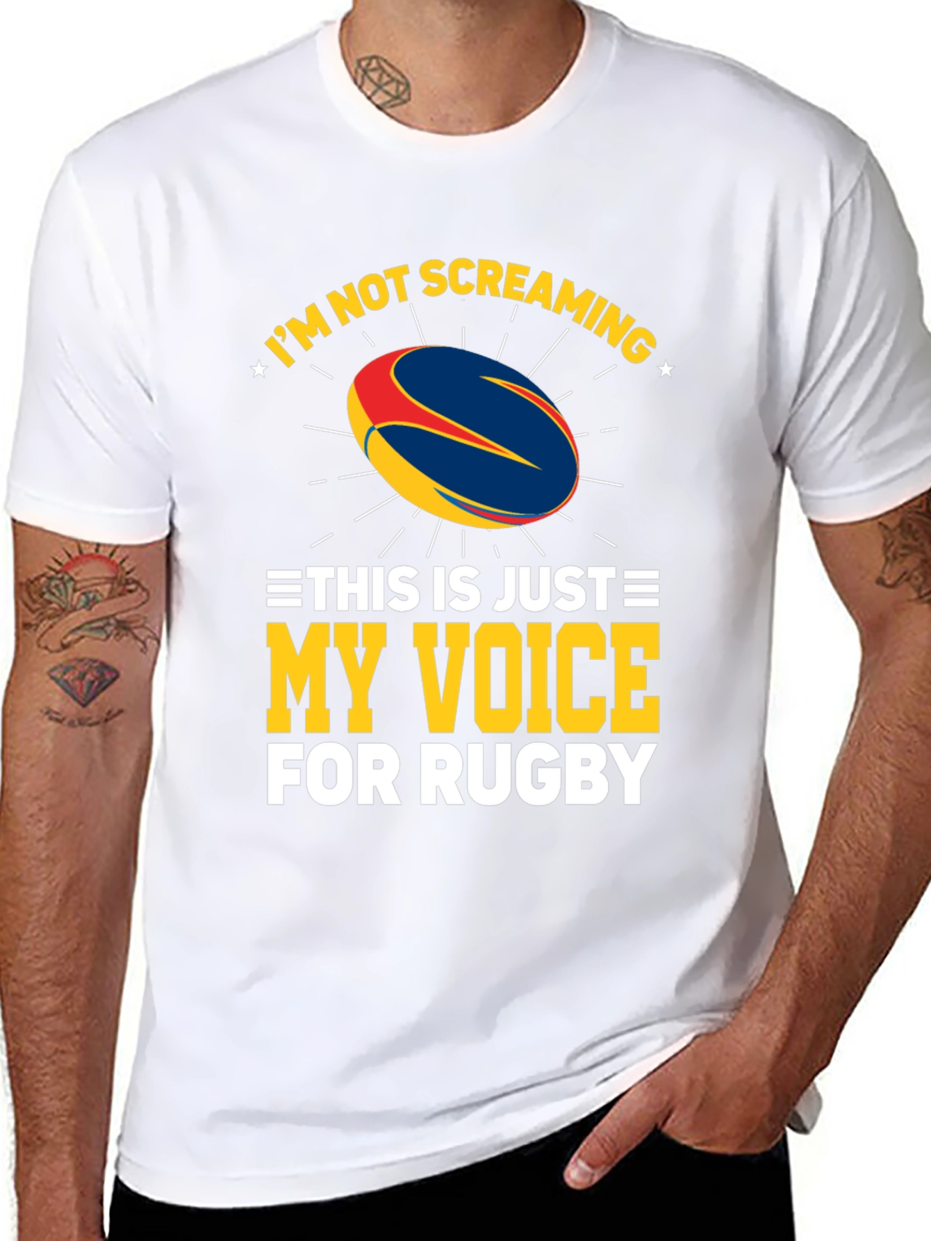 Black Rugby Fan T-Shirt: My Voice for Rugby view 8