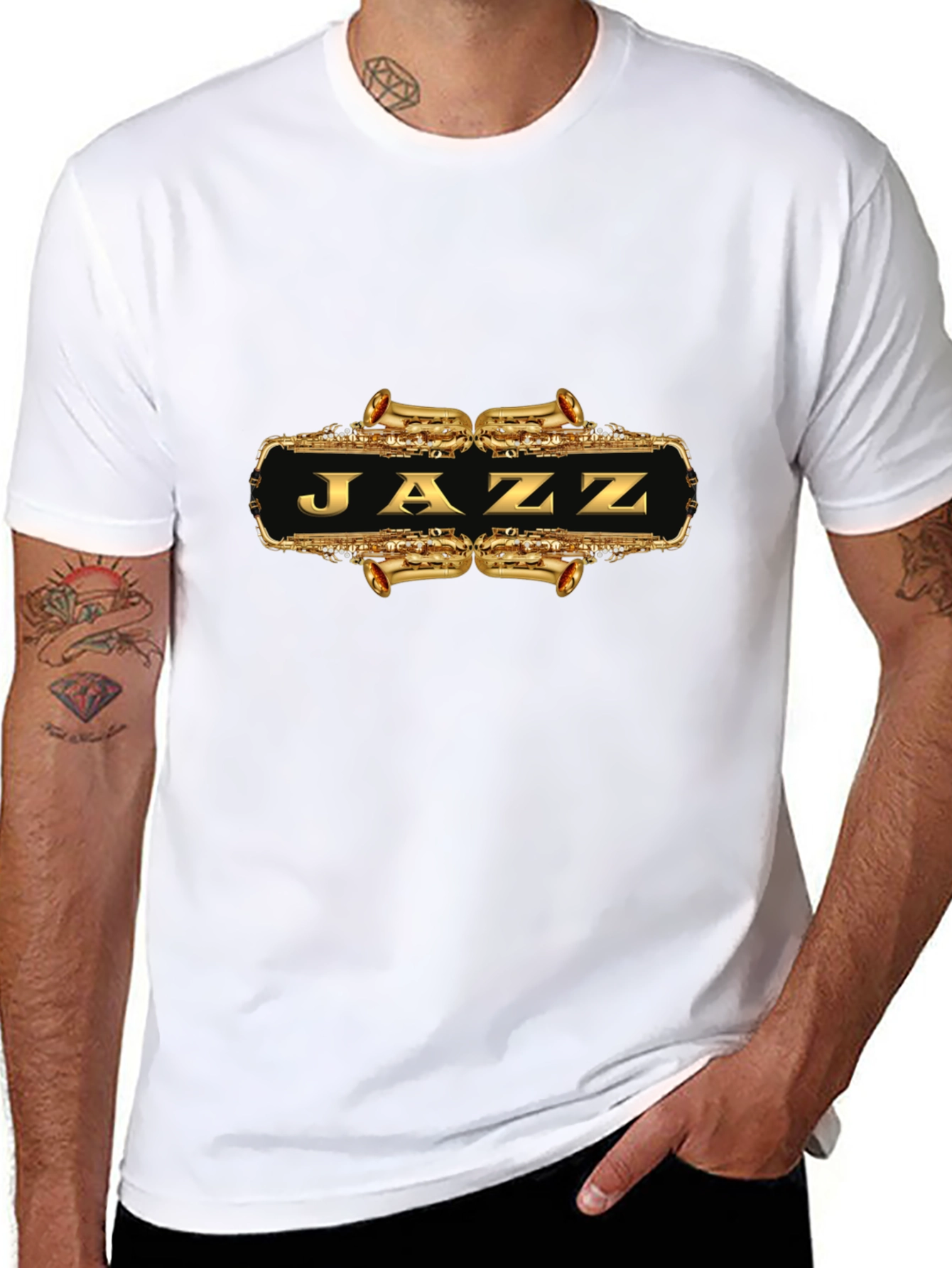 Black Jazz Saxophone T-Shirt - Black view 8