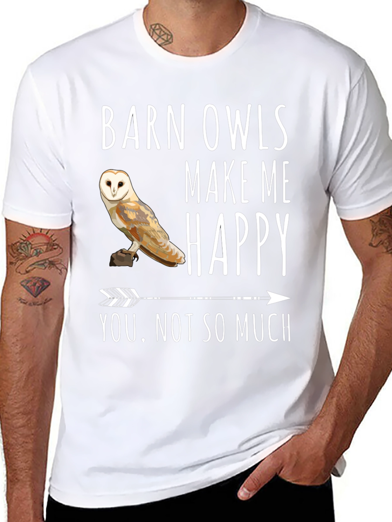 Black Barn Owl T-Shirt - Owls Make Me Happy Tee view 8