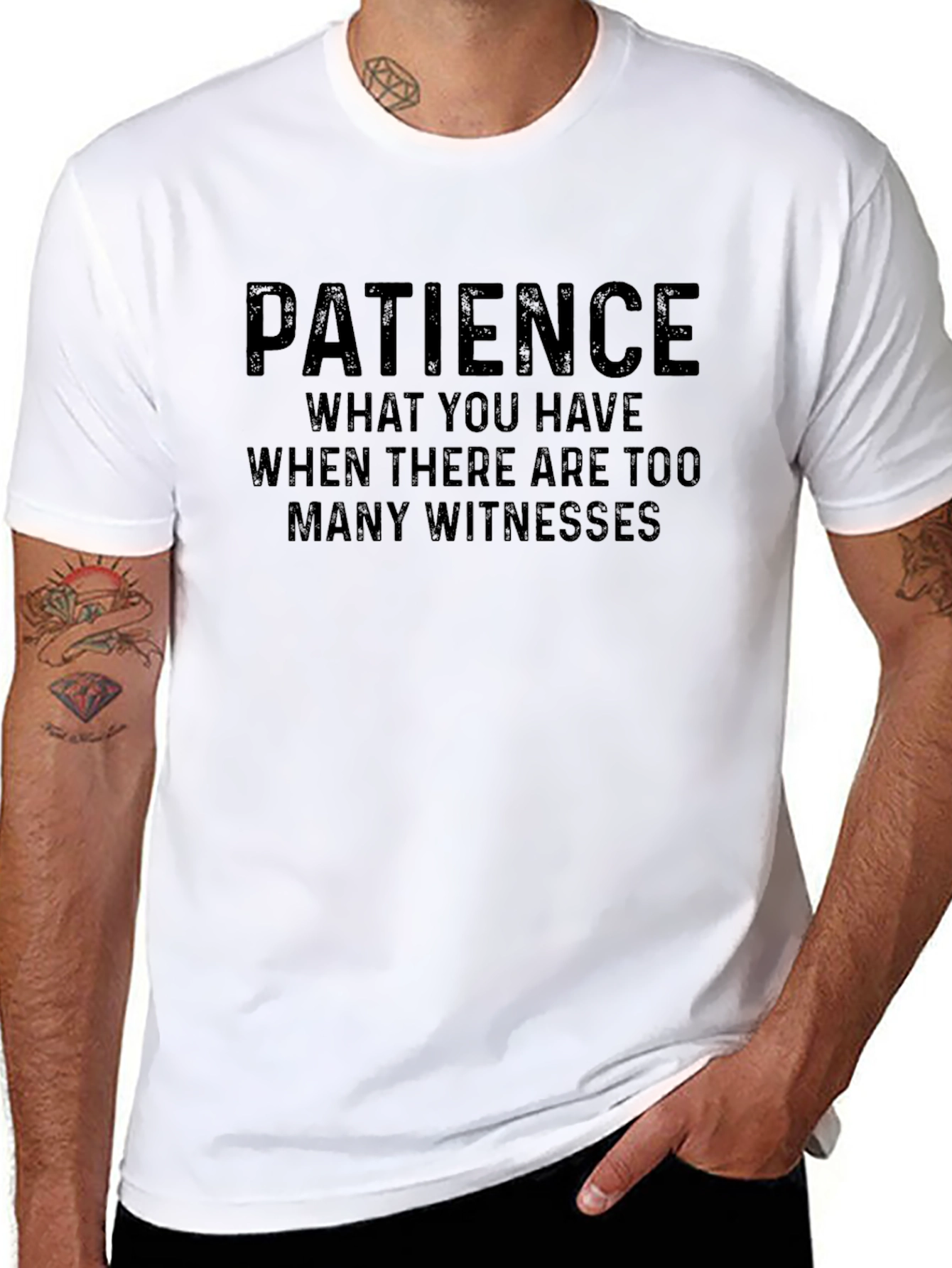 Black Patience Funny Sarcastic Black T-Shirt view 8