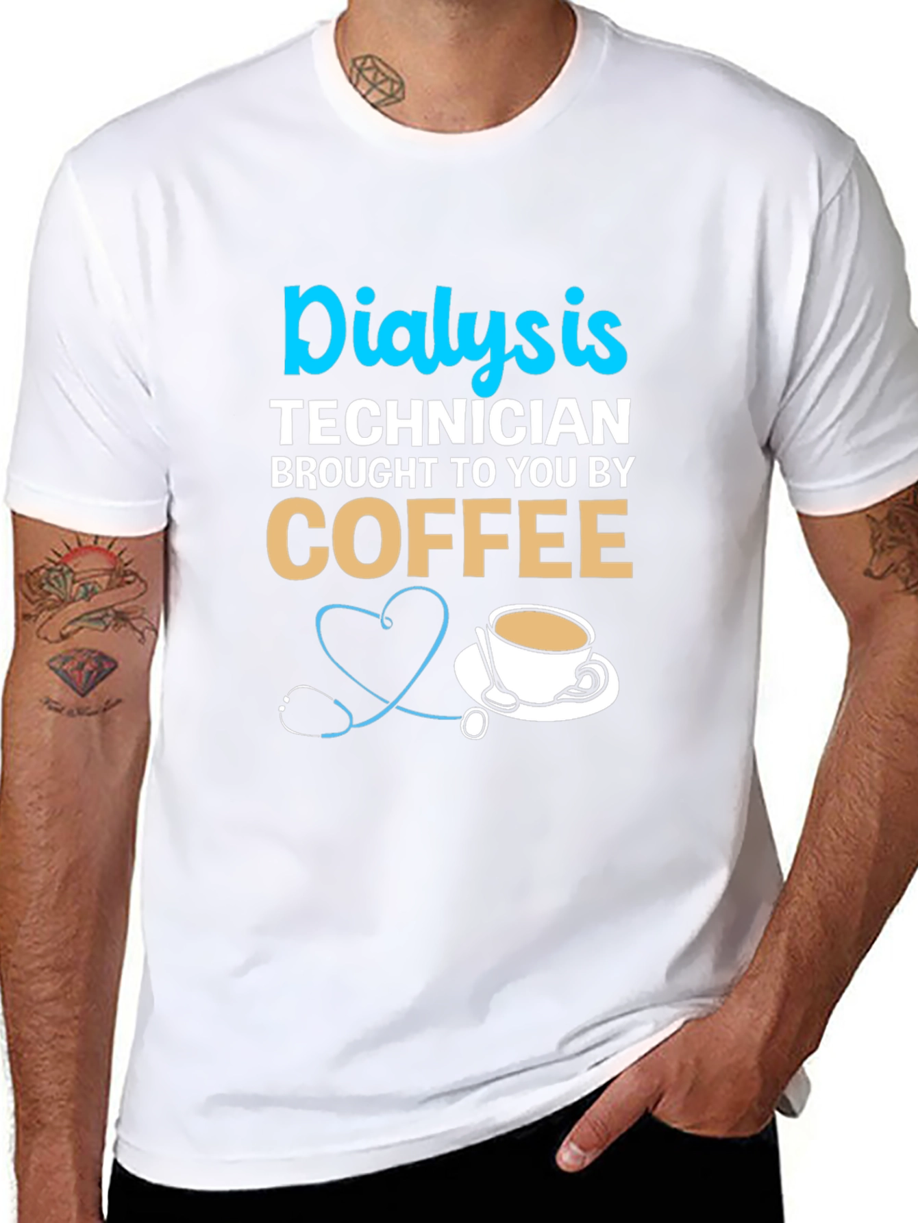 Black Dialysis Technician Coffee T-Shirt view 8