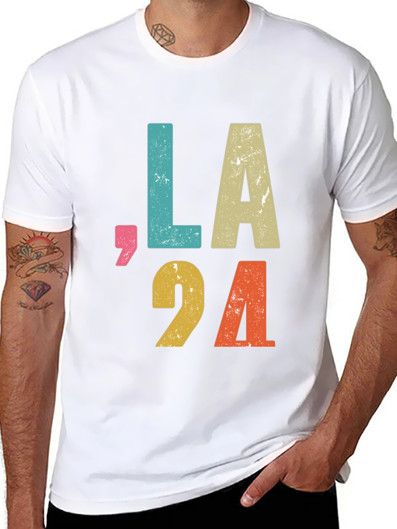 Black Vintage LA 94 Graphic Tee - Retro Style view 8