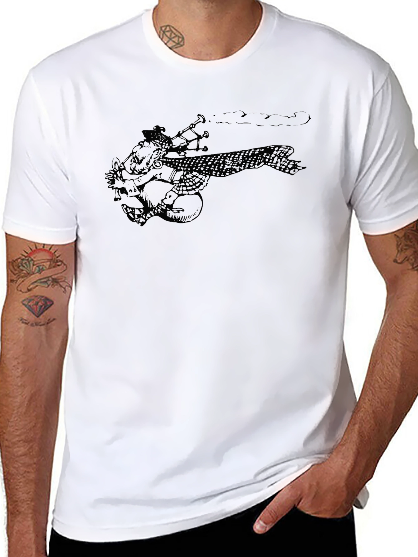 Black Bagpipe Player Graphic Tee - Unisex Black T-Shirt view 8