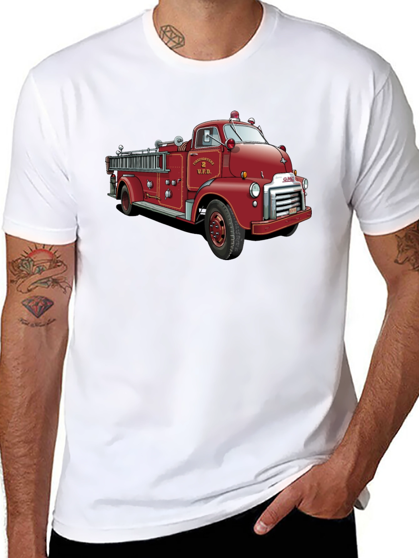 Black Vintage Firetruck Graphic T-Shirt view 8