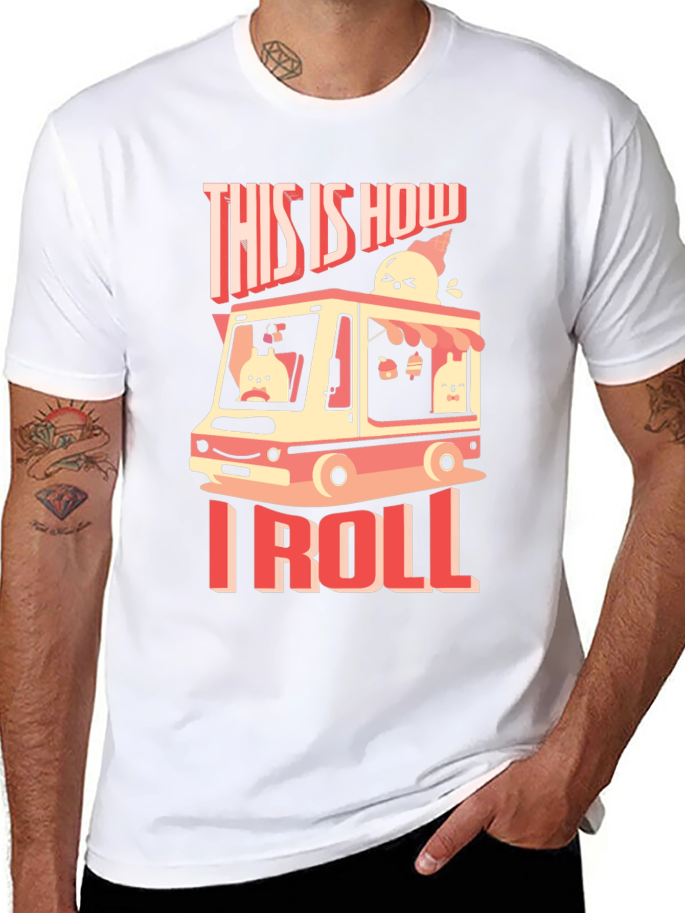 Black This is How I Roll T-Shirt - Ice Cream Truck Graphic Tee view 8