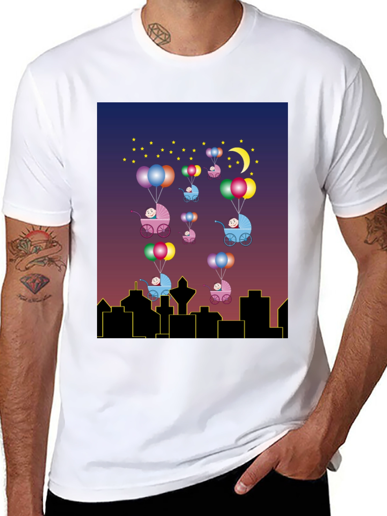 Black Novelty Baby Balloon Ride T-Shirt view 8