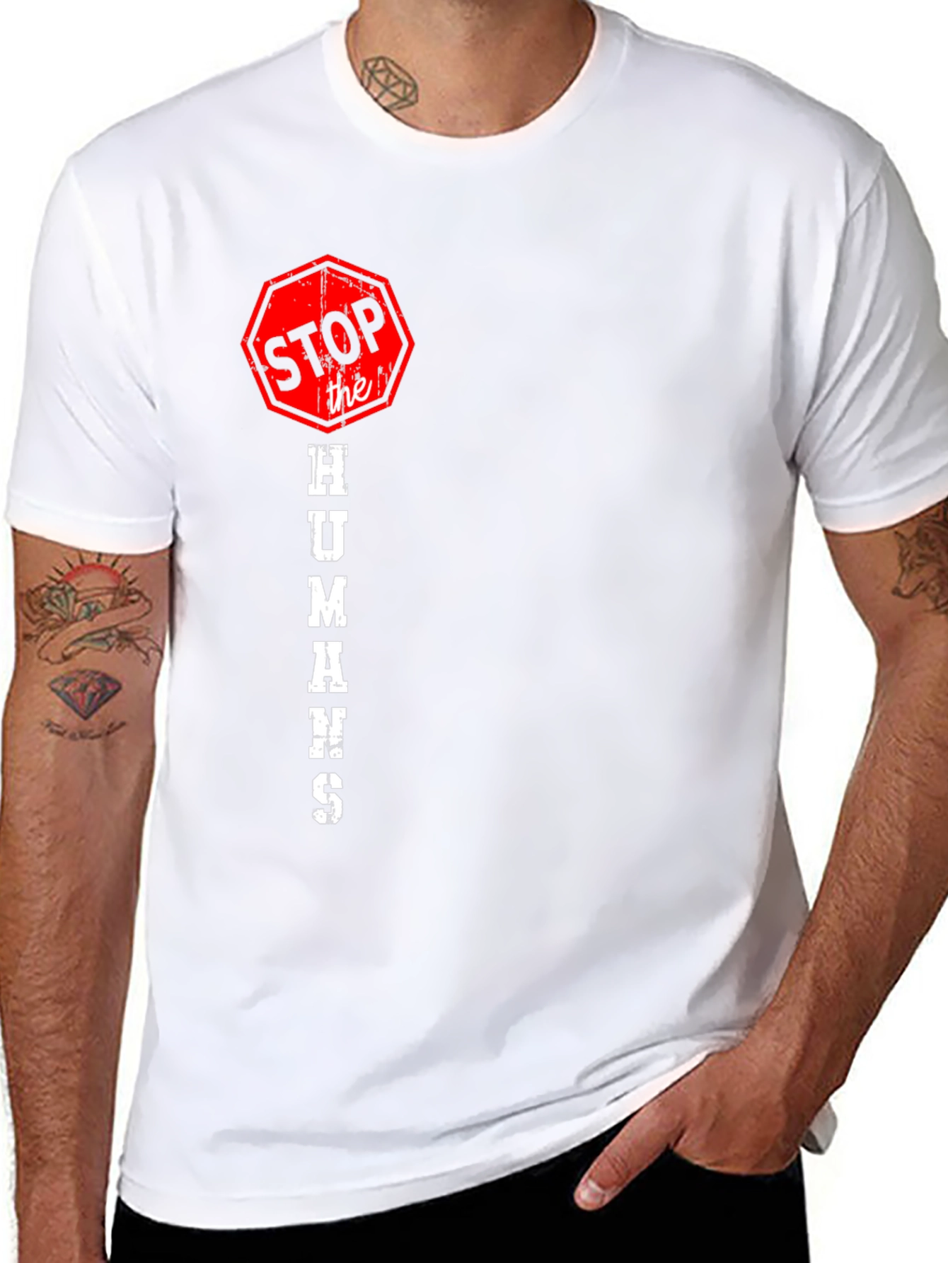 Black Stop the Humans T-Shirt view 8
