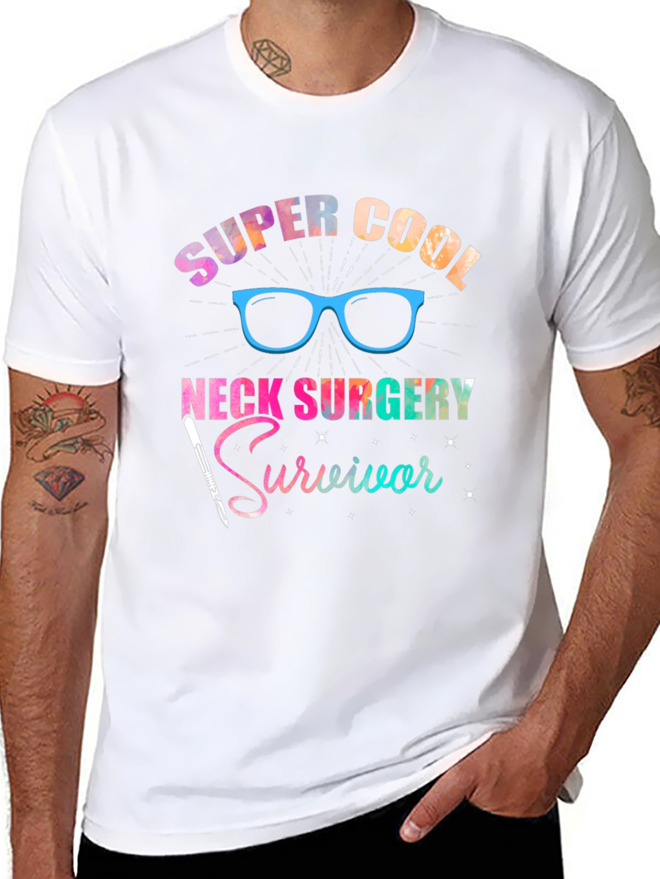 Black Super Cool Neck Surgery Survivor T-Shirt view 8