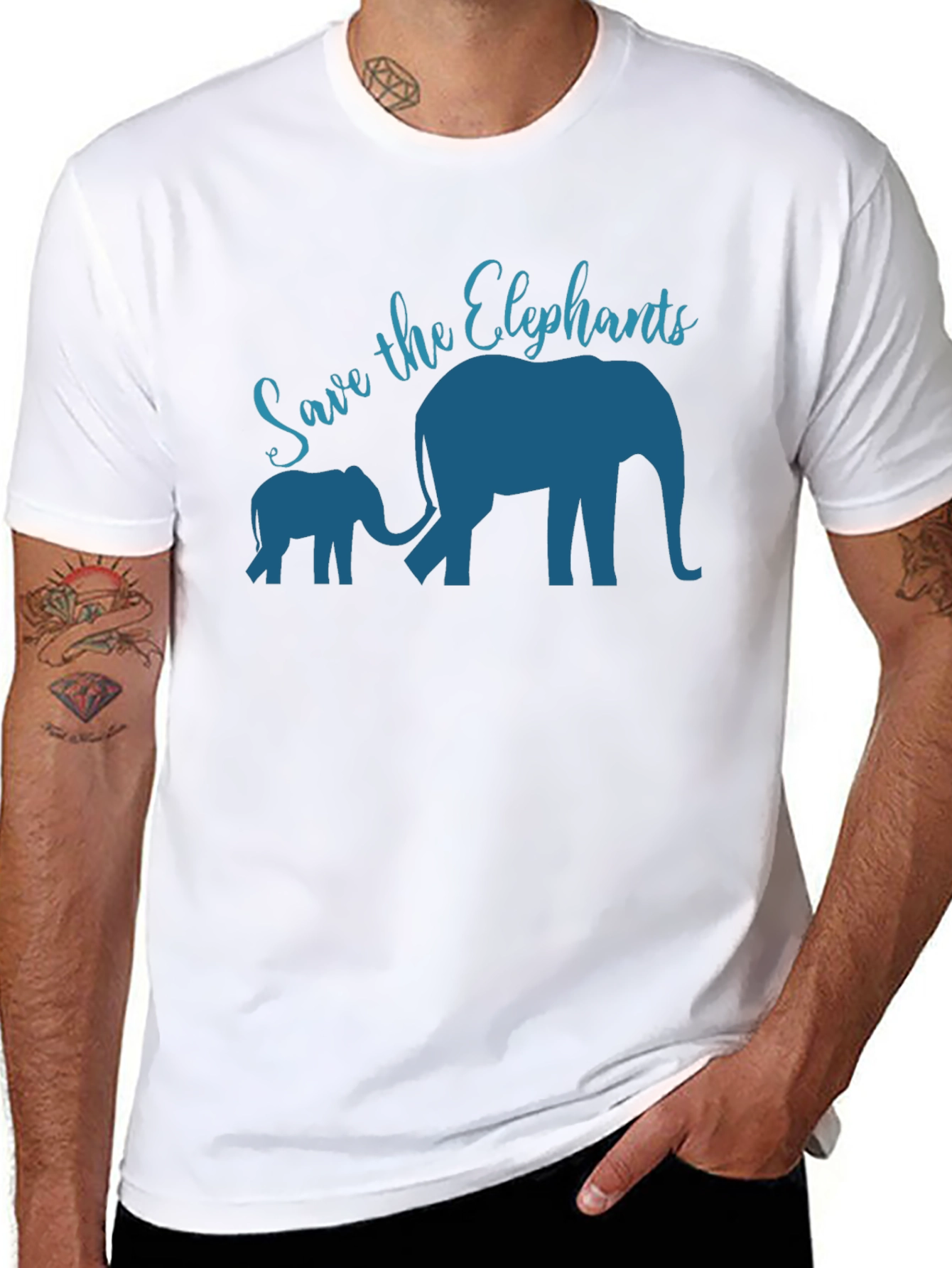 Black Save the Elephants Graphic Tee view 8