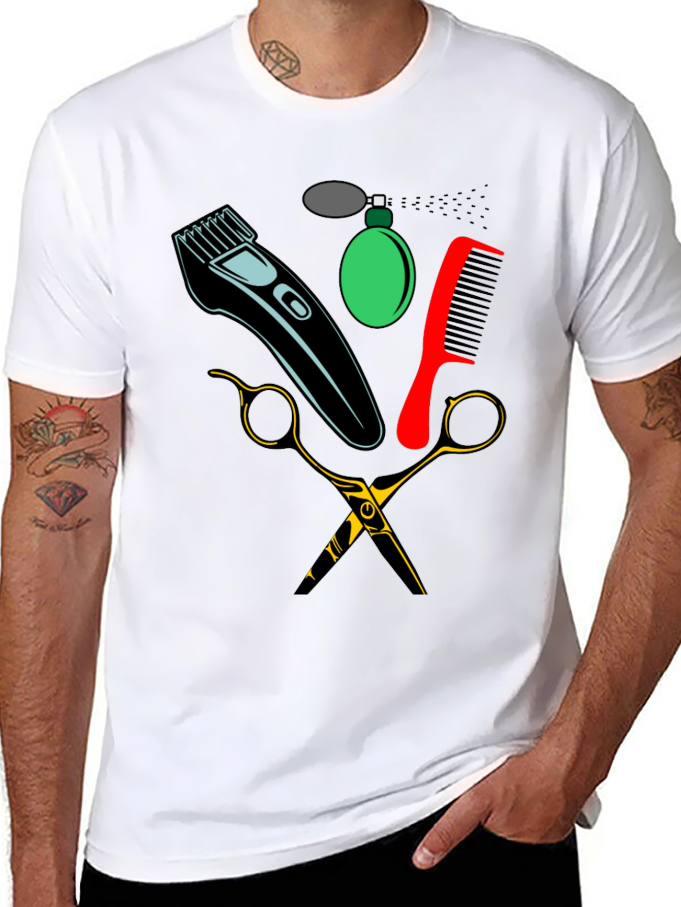Black Barber Tools Graphic Tee - Black view 8