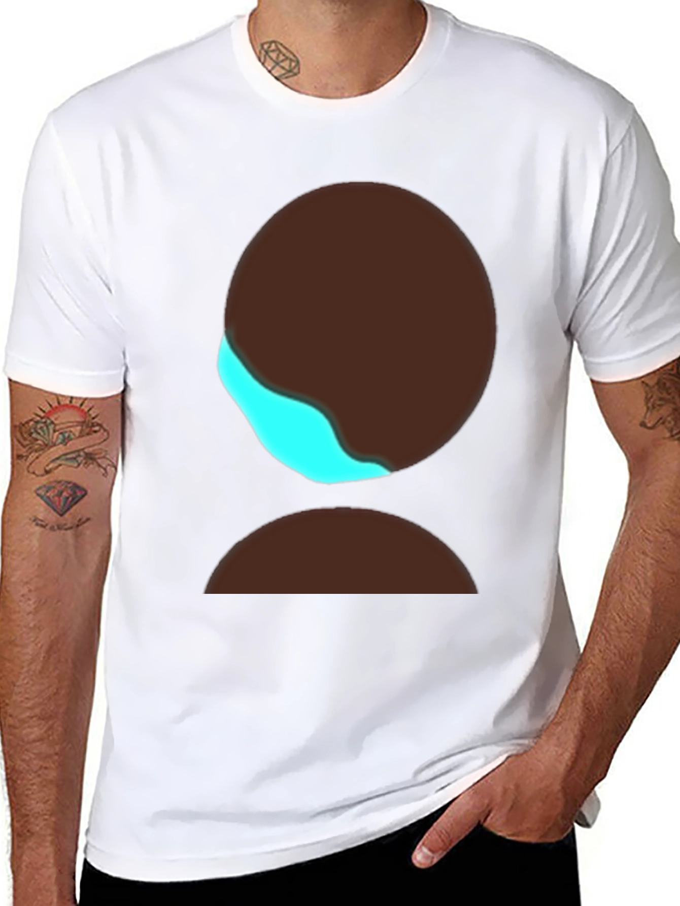 Black Modern Graphic Tee - Black T-Shirt with Abstract Design view 8