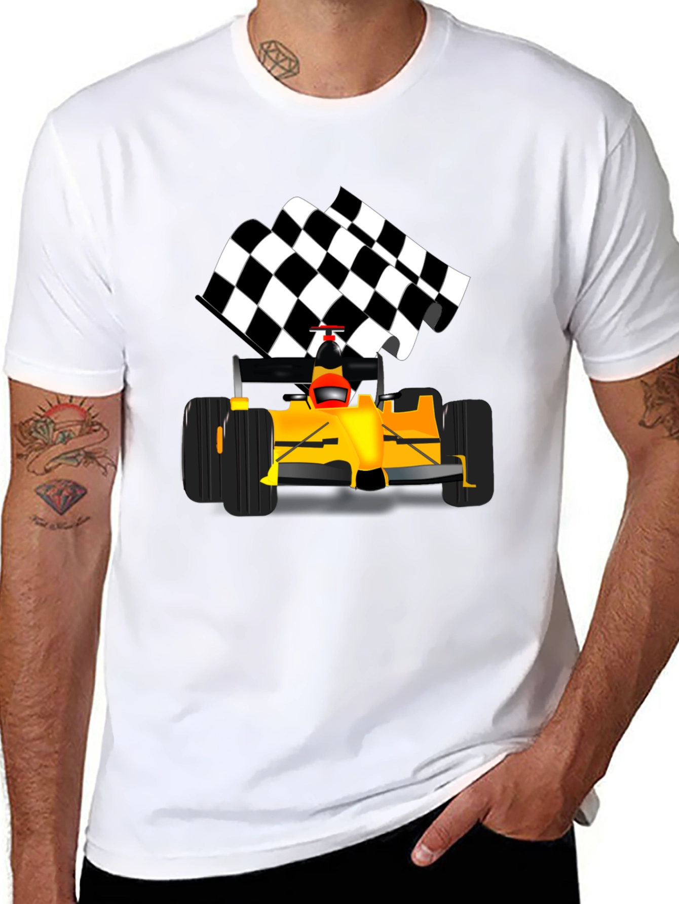 Black Formula Race Car T-Shirt view 8