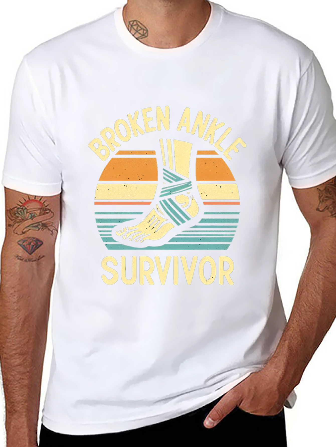 Black Broken Ankle Survivor Graphic T-Shirt view 8