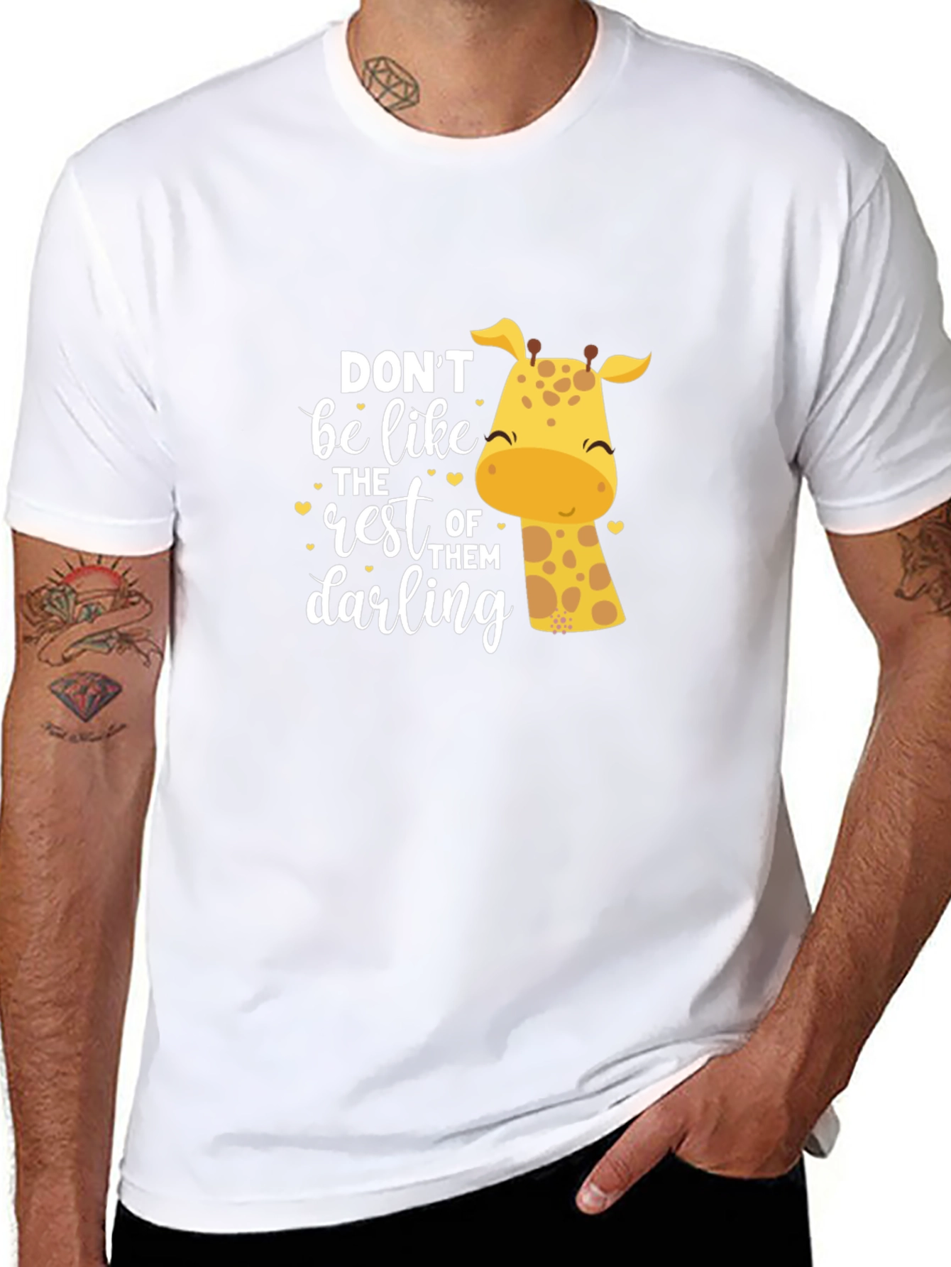 Black Be Unique Giraffe Graphic Tee view 8