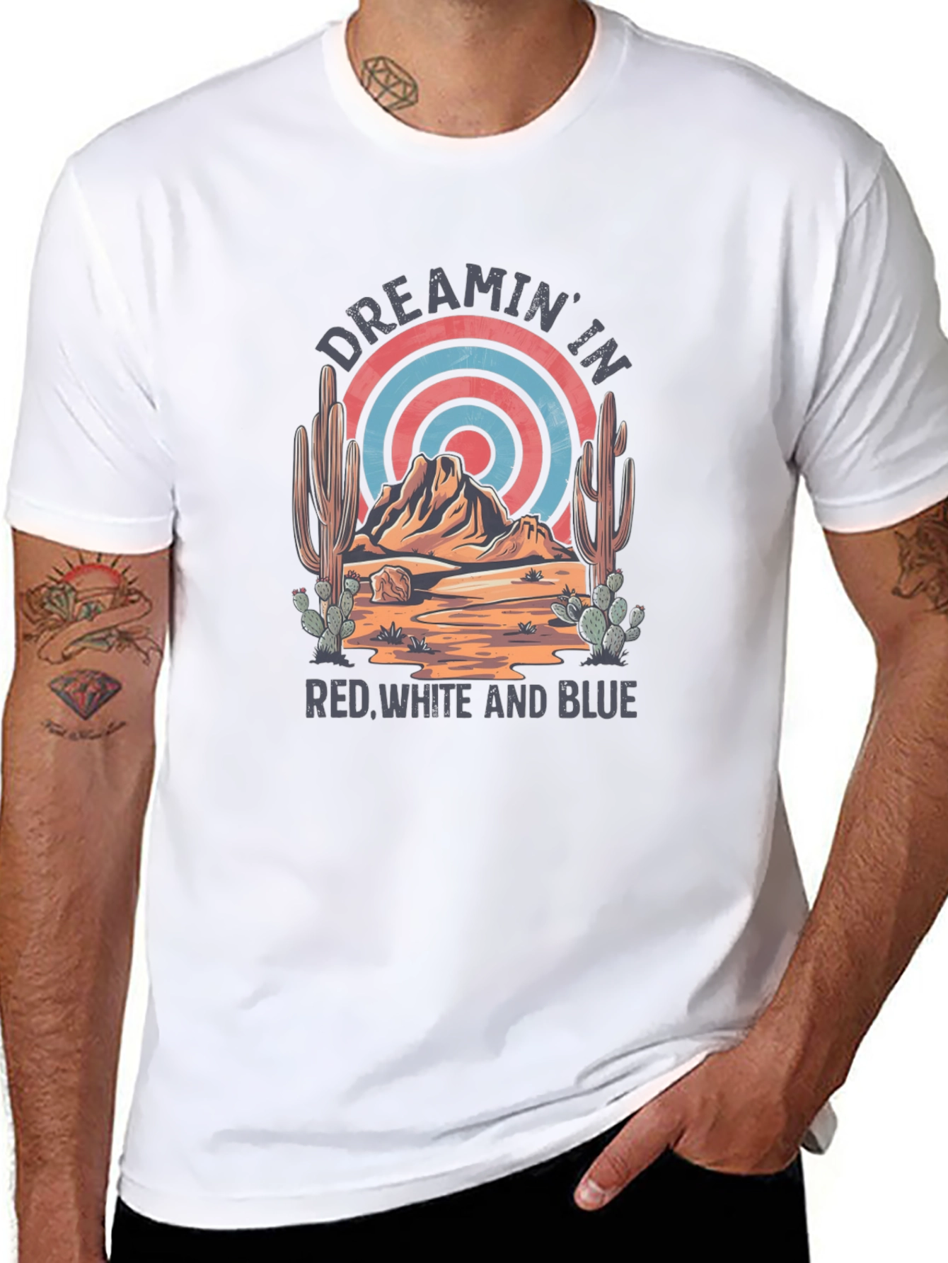 Black Dreamin' In Red White And Blue Graphic Tee view 8