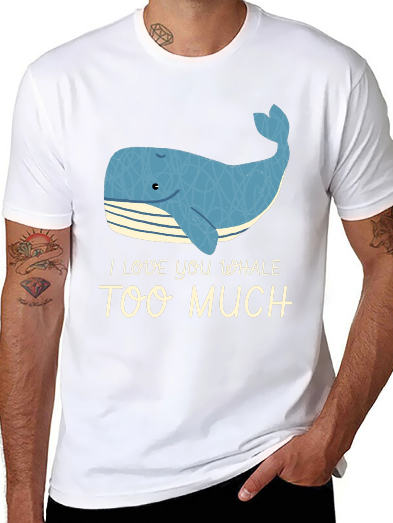 Black I Love You Whale Too Much - Novelty Graphic T-Shirt view 8