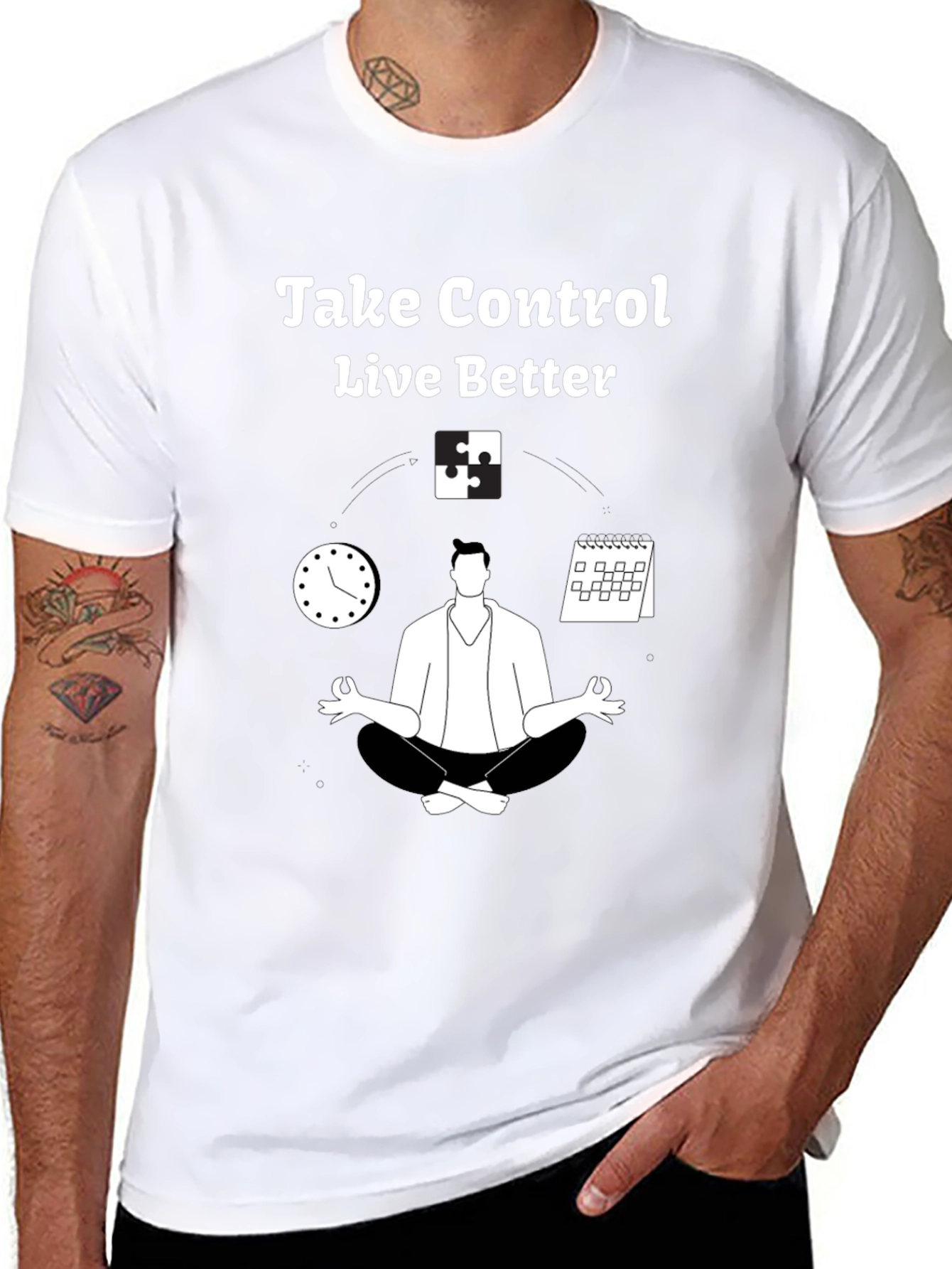 Black Take Control Live Better T-Shirt - Relaxation & Time Management view 8