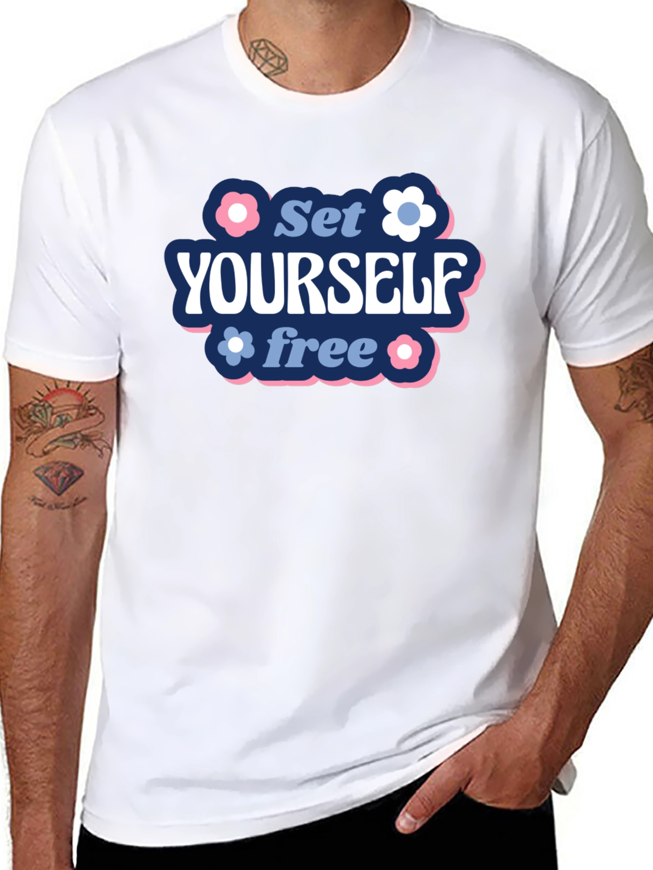 Black Set Yourself Free Graphic Tee view 8
