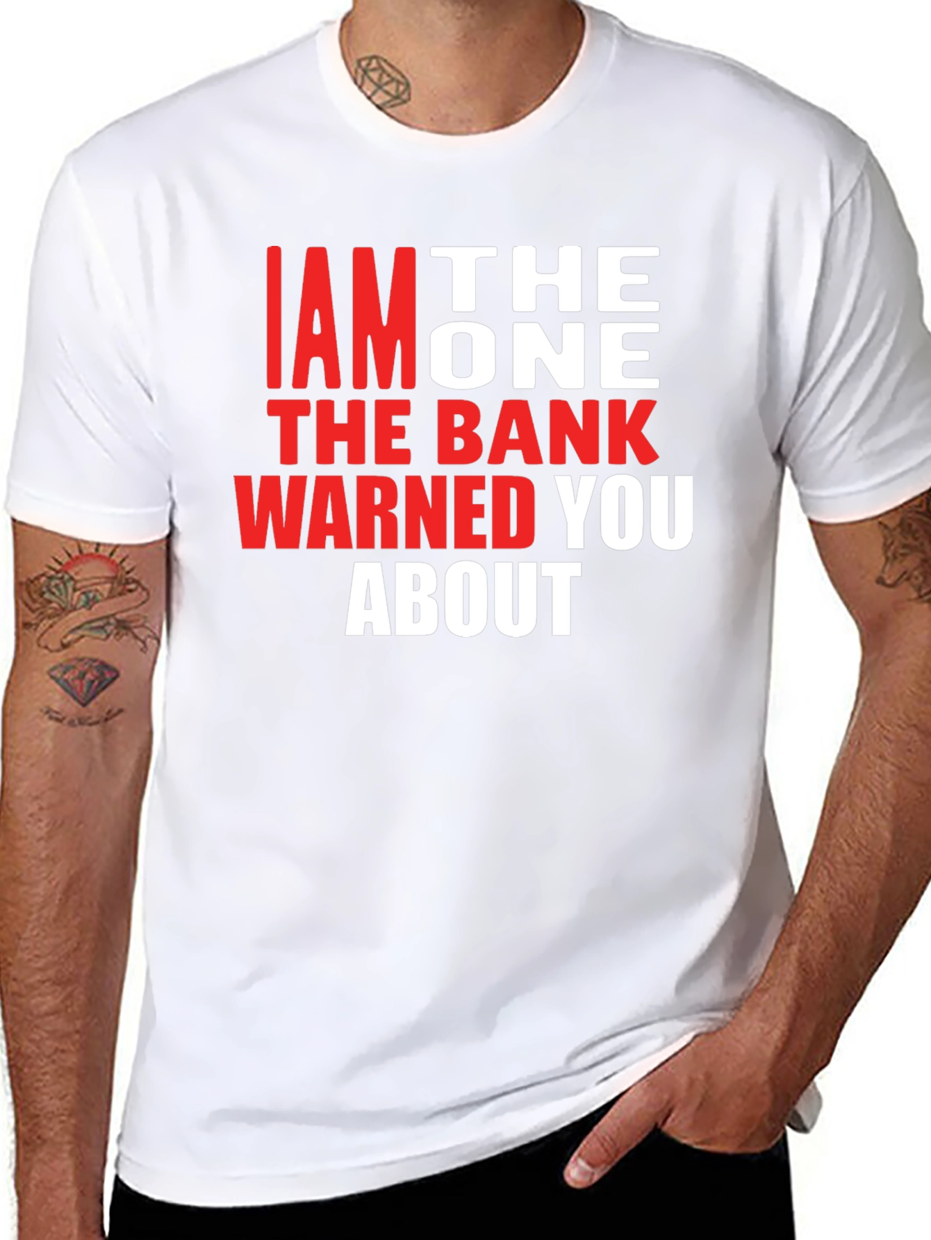 Black I am the One T-Shirt - Funny Bank Warning Tee view 8