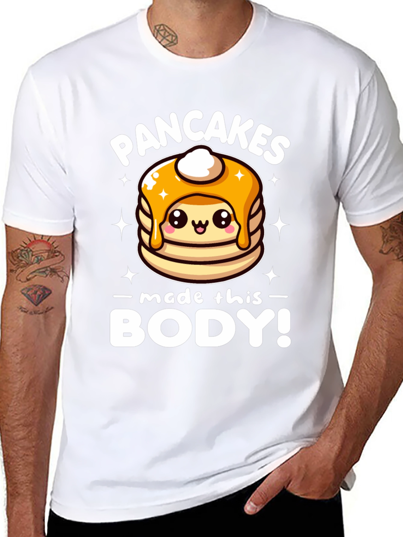 Black Pancakes Made This Body! Funny T-Shirt view 8