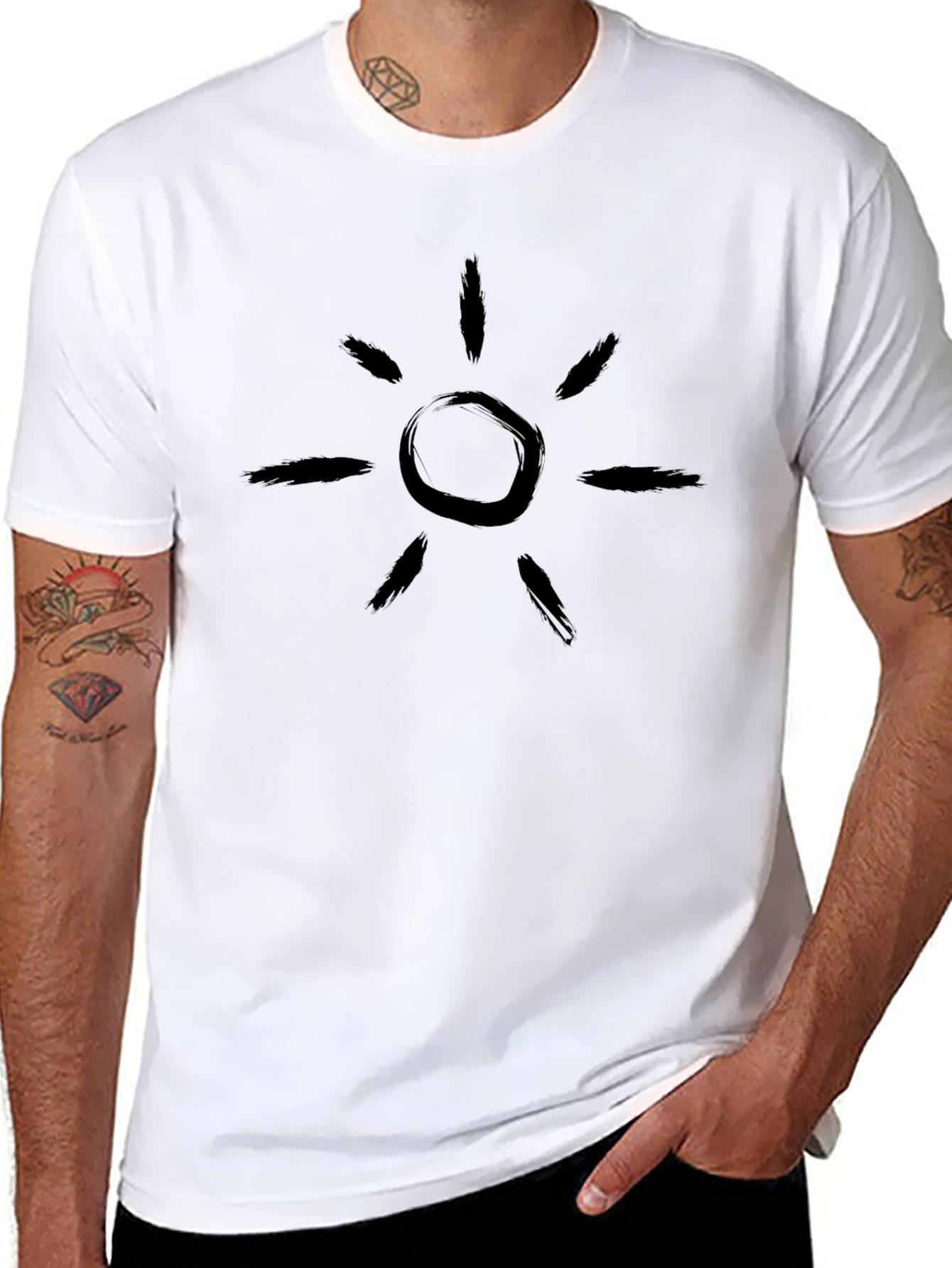 Black Sunburst Graphic Tee - Modern Black T-Shirt view 8