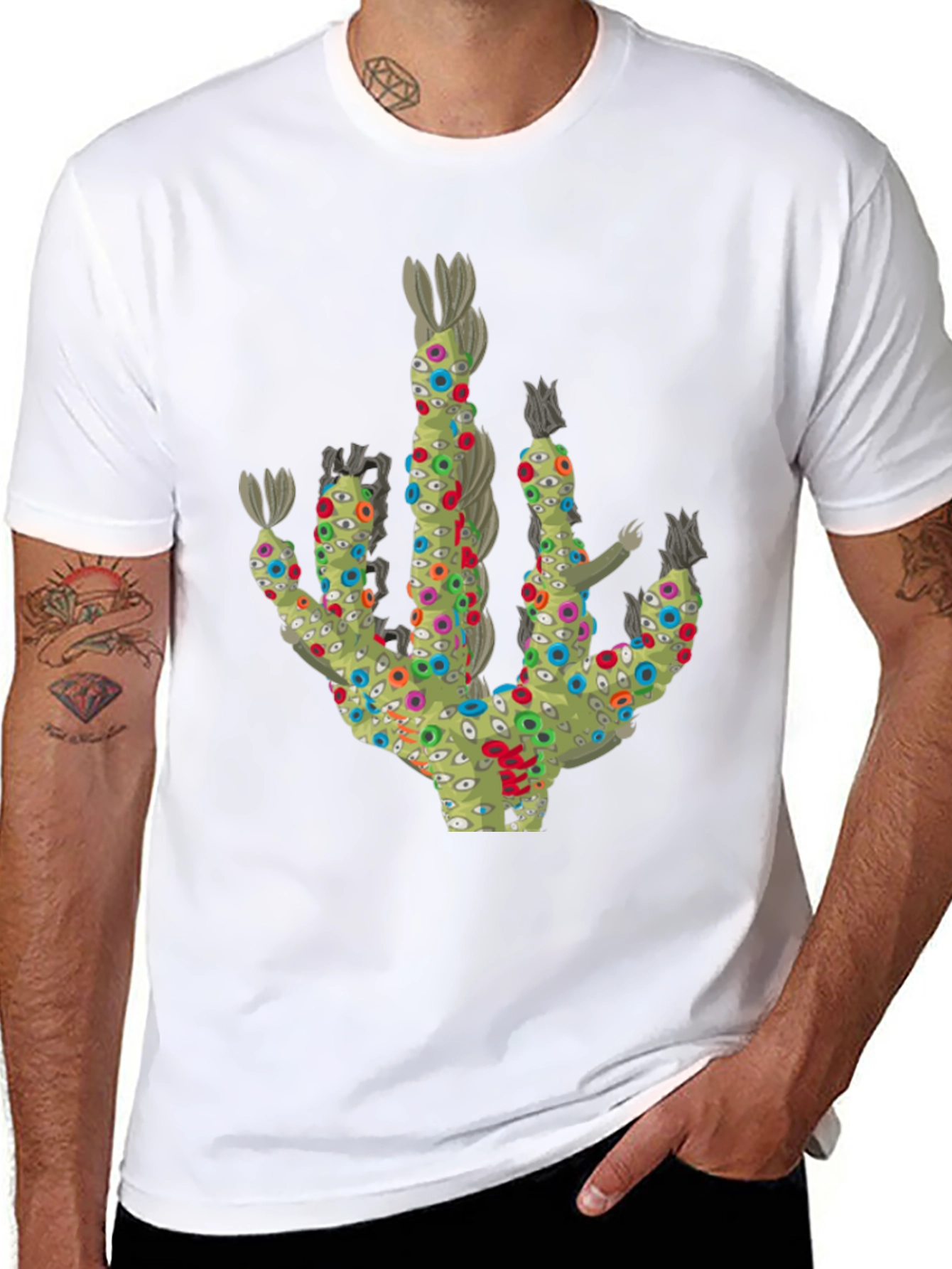 Black Eye-Catching Graphic Tee - Unique Novelty Design view 8