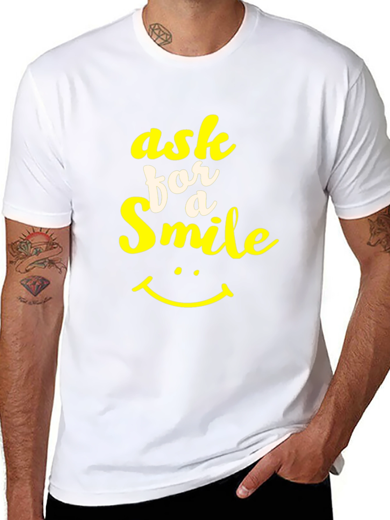 Black Ask for a Smile Graphic Tee - Black view 8