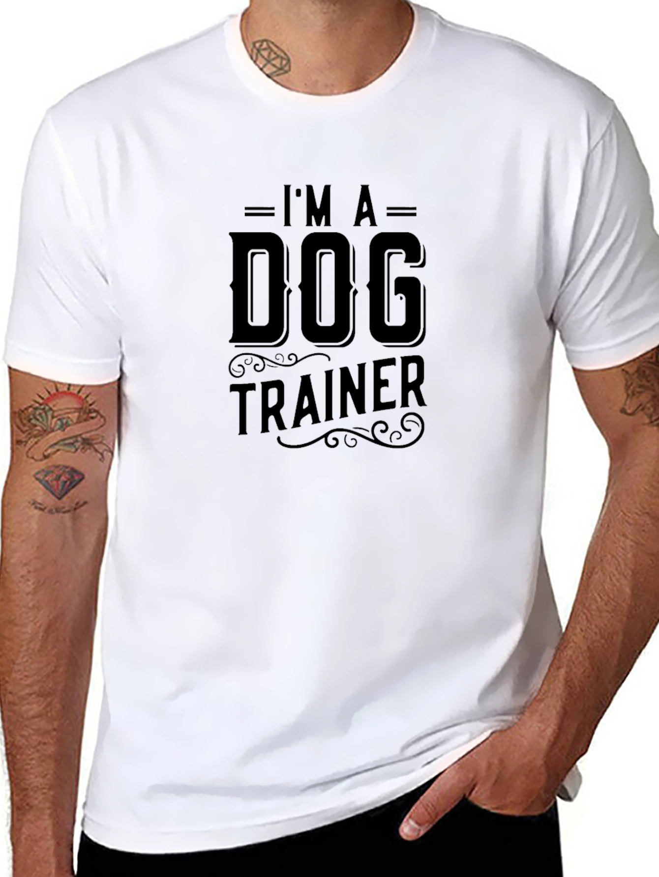 Black Dog Trainer Graphic T-Shirt - Black Cotton Tee view 8