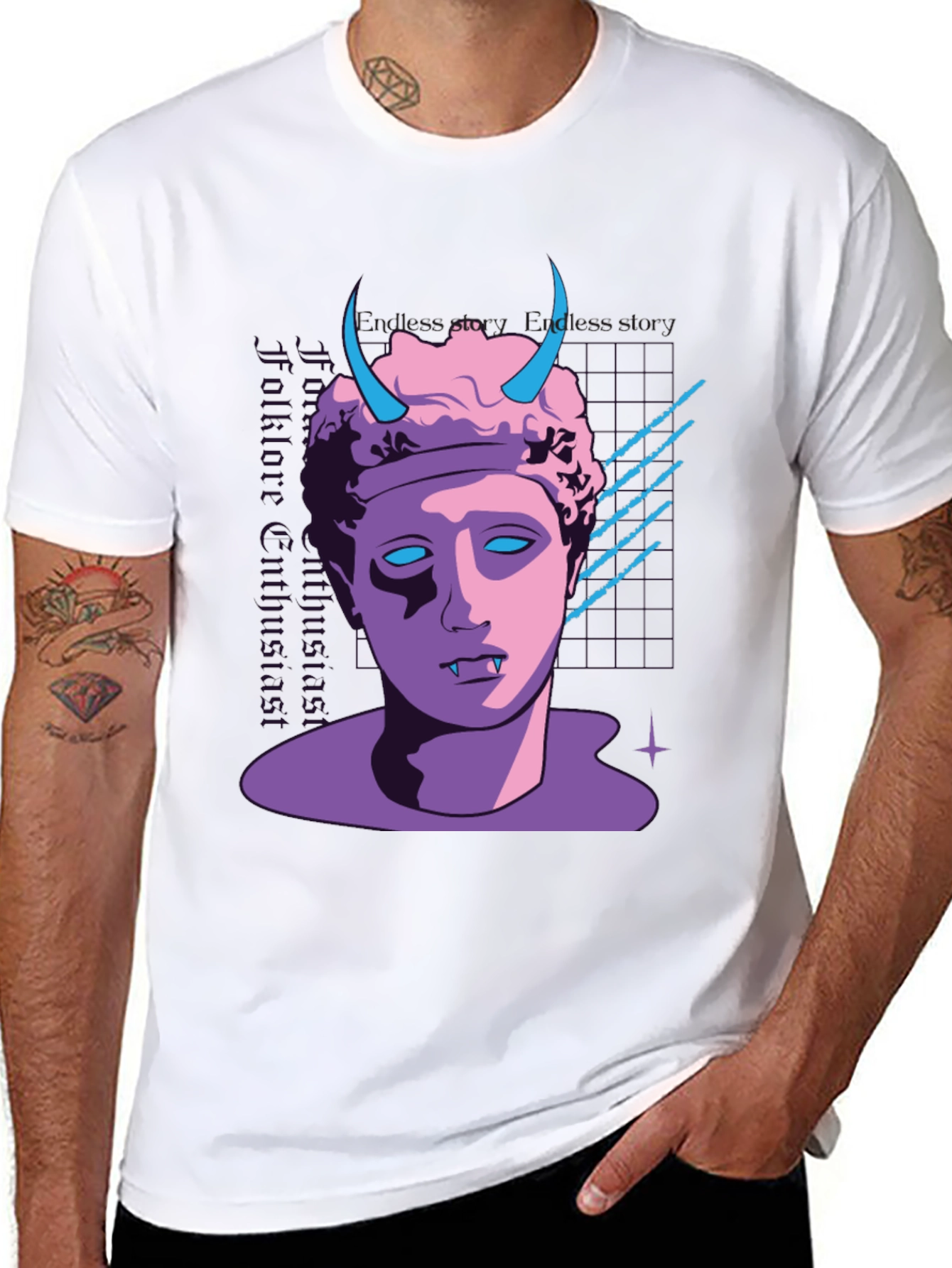 Black Vaporwave Vampire T-Shirt - Black view 8