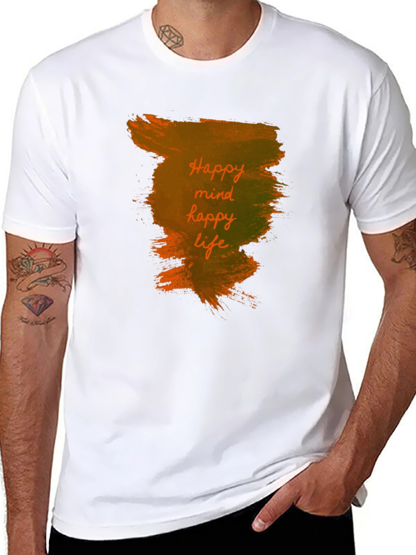 Black Happy Mind, Happy Life Black T-Shirt view 8