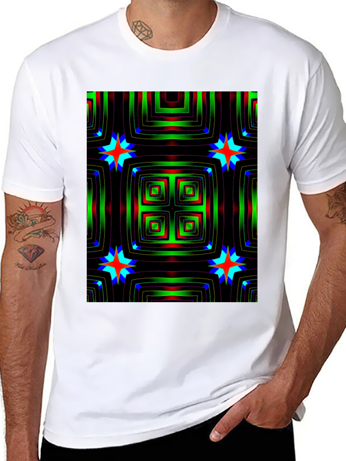 Black Abstract Pattern Black T-Shirt view 8