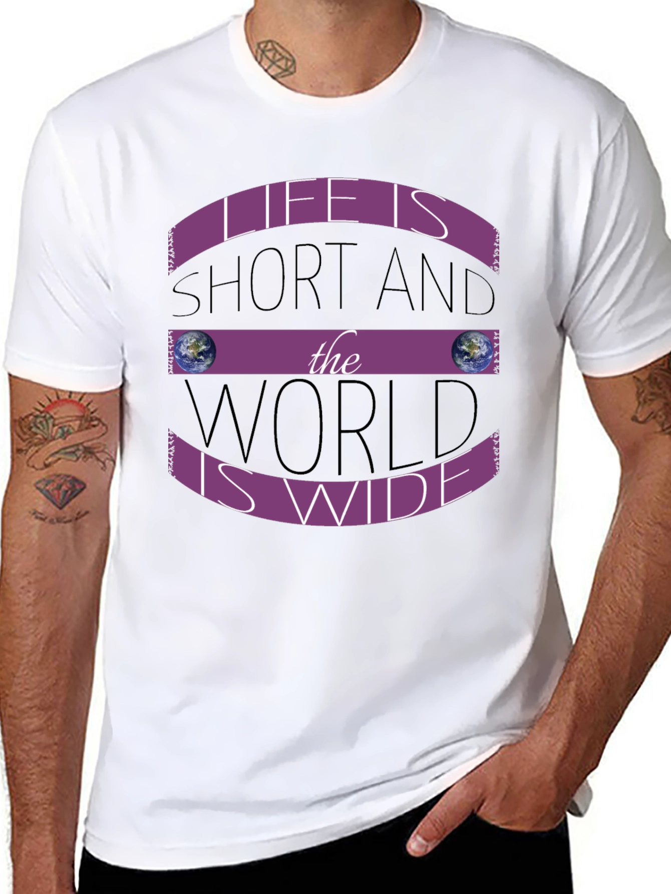 Black Life is Short World is Wide T-Shirt view 8