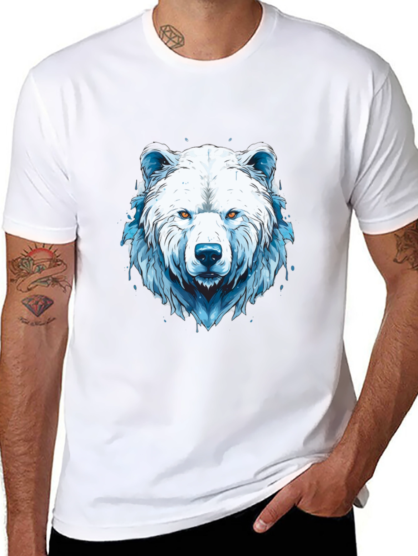 Black Cool Graphic Tee - Polar Bear Design view 8