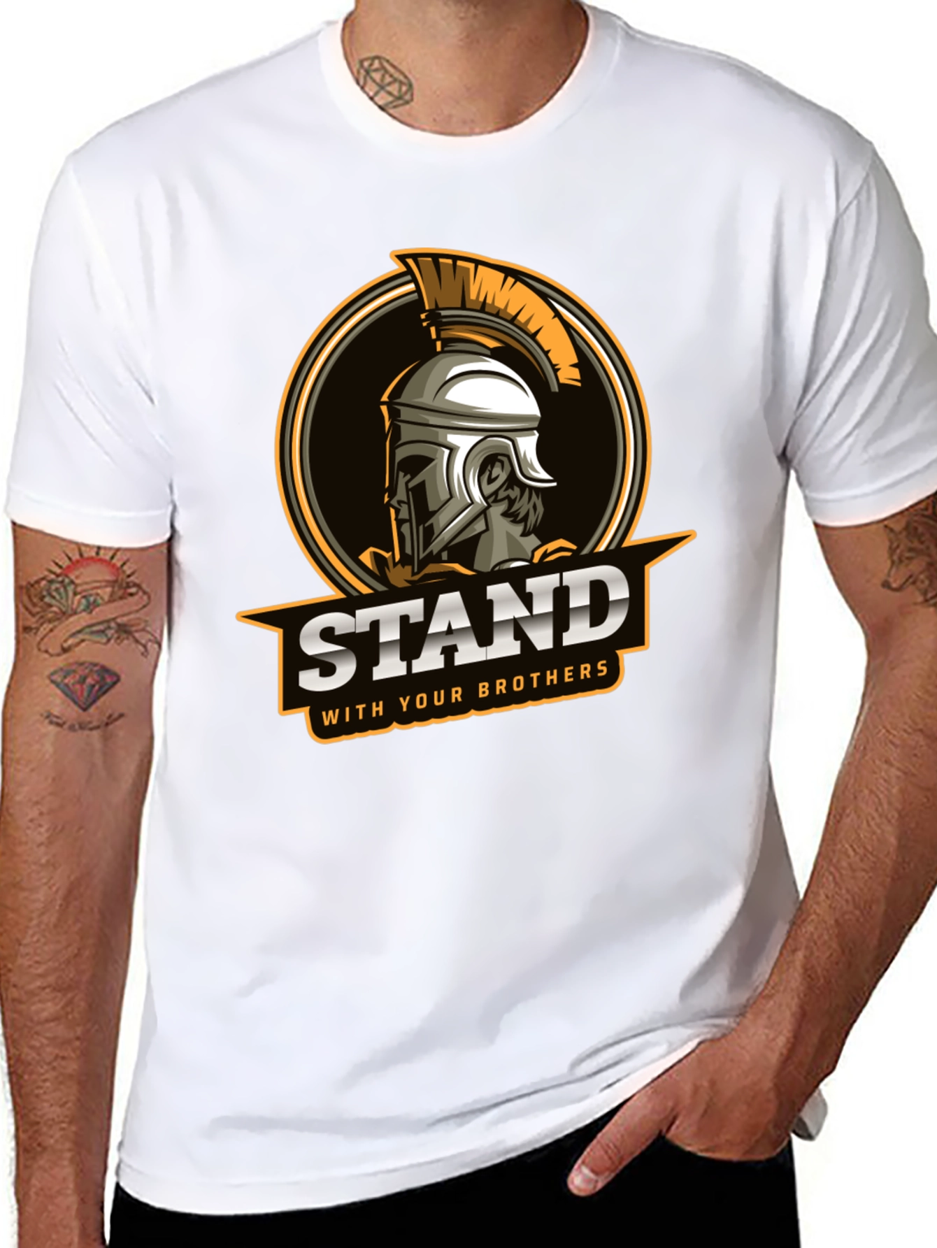 Black Stand With Your Brothers Graphic Tee view 8