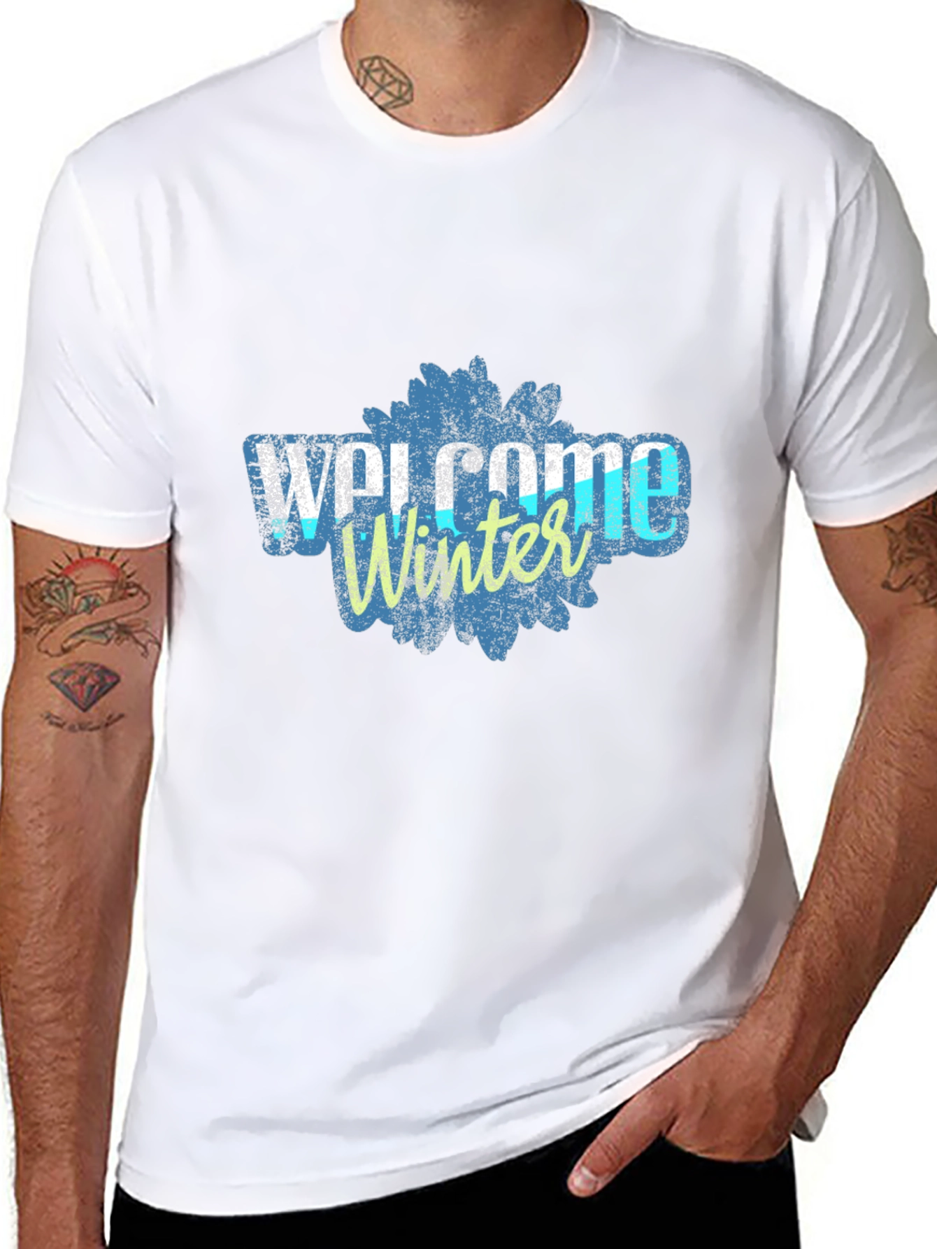 Black Welcome Winter Graphic Tee - Stylish Comfort view 8