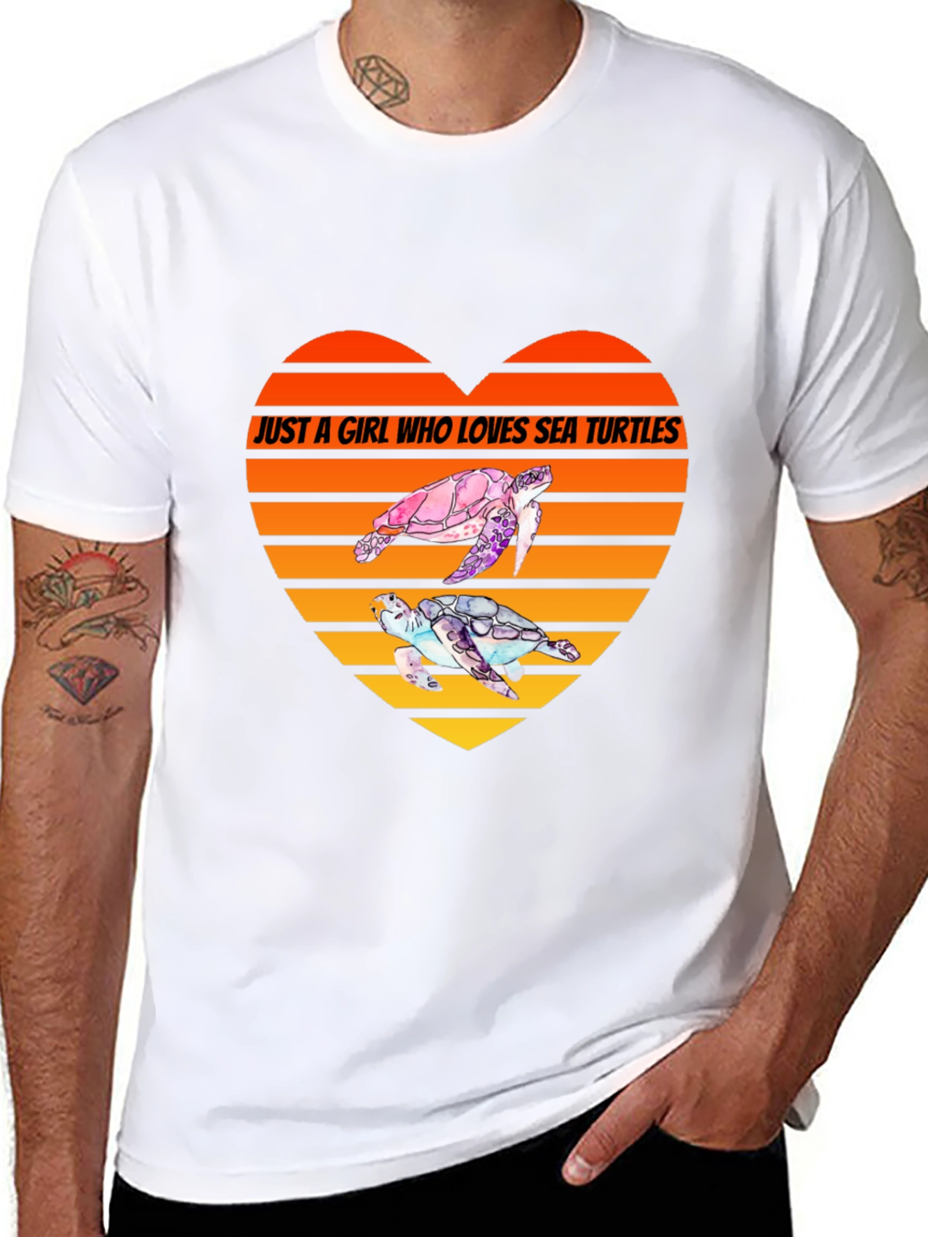 Black Sea Turtle Lover Heart T-Shirt view 8