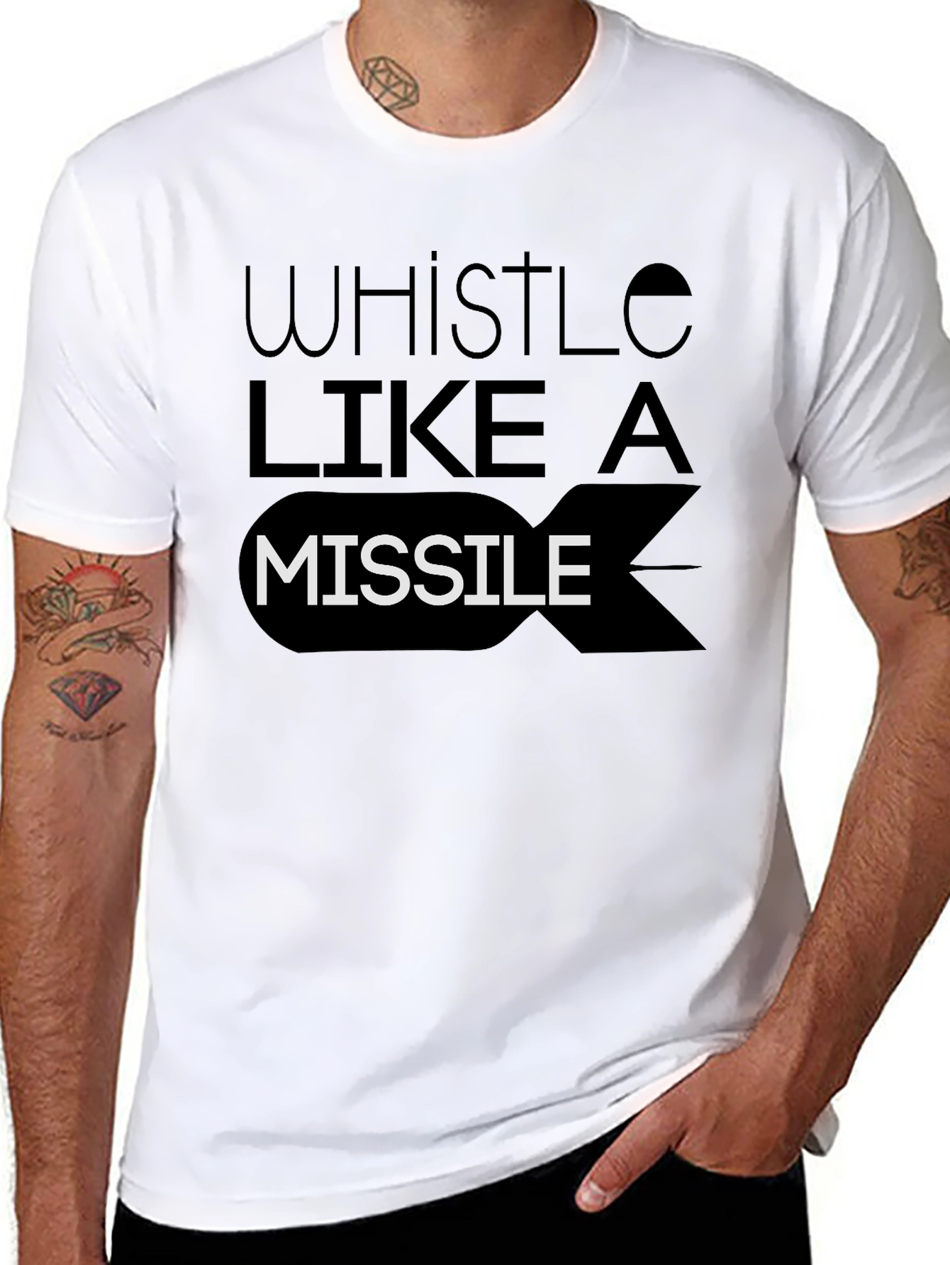 Black Whistle Like A Missile Black Graphic Tee view 8