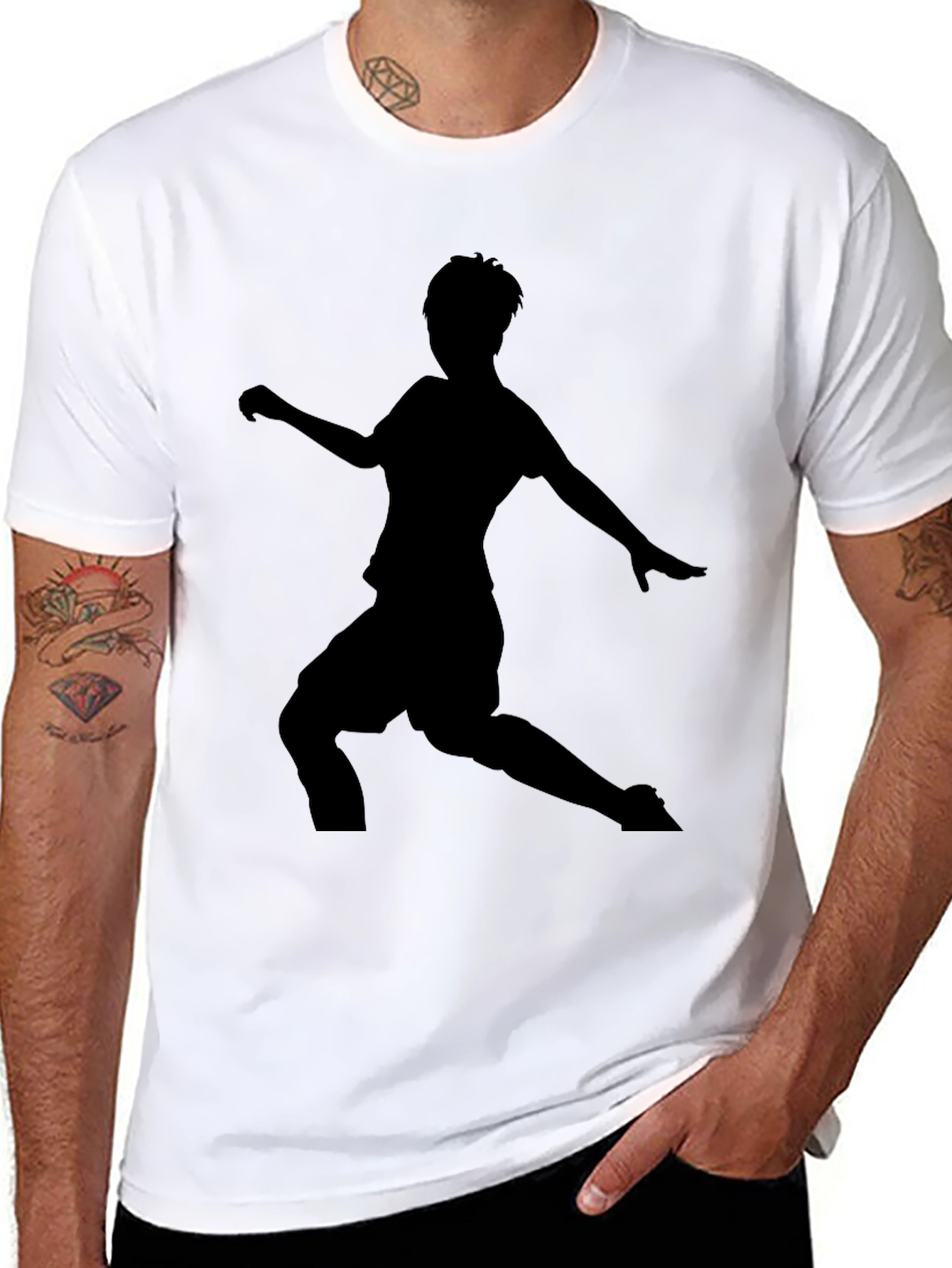 Men's Black Soccer Silhouette Graphic Tee - 8