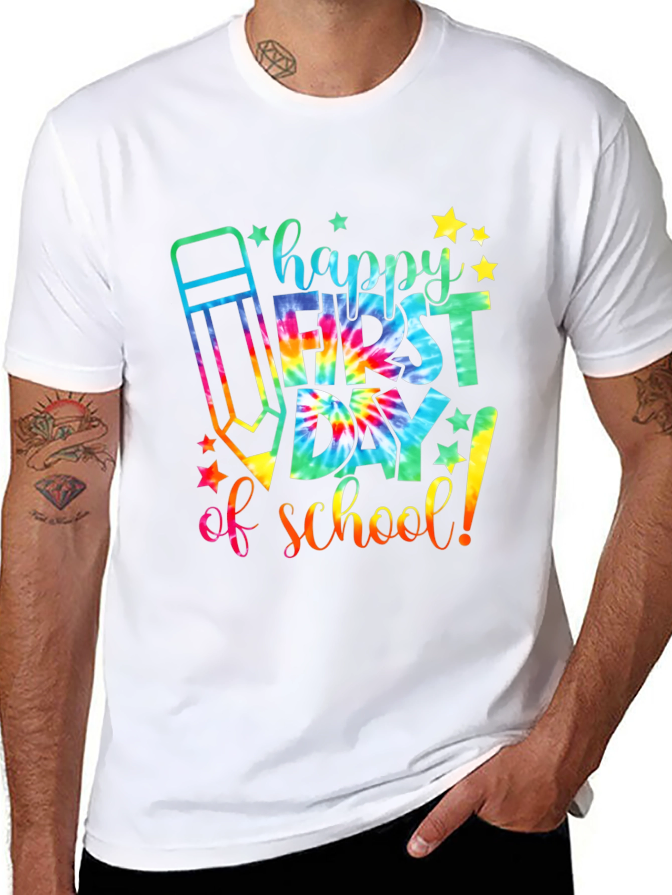 Black Happy First Day of School Tie Dye T-Shirt view 8