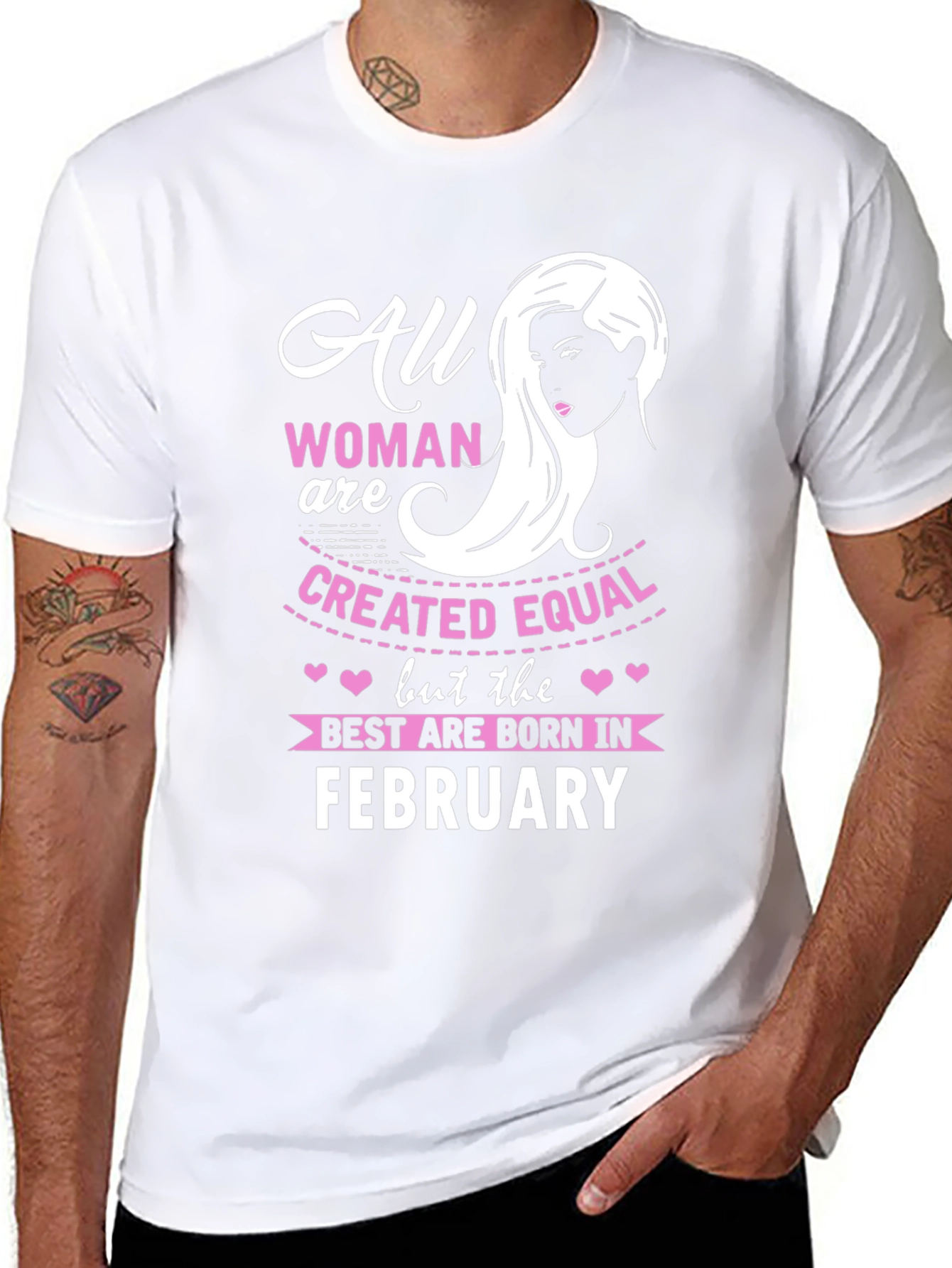 Black All Women Are Created Equal February Birthday T-Shirt view 8