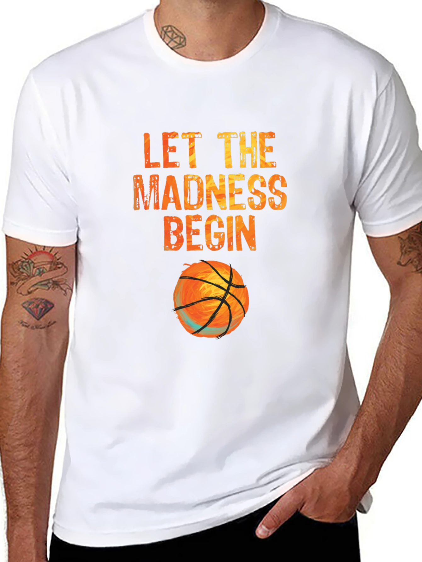 Black Let the Madness Begin Basketball T-Shirt view 8