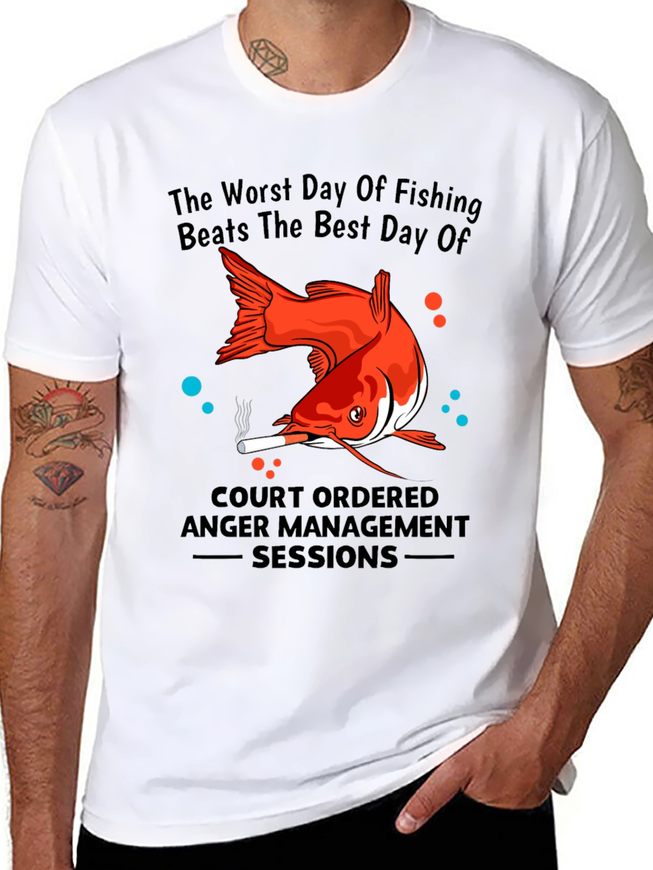 Black Fishing Humor T-Shirt: Worst Day Beats Best Day view 8