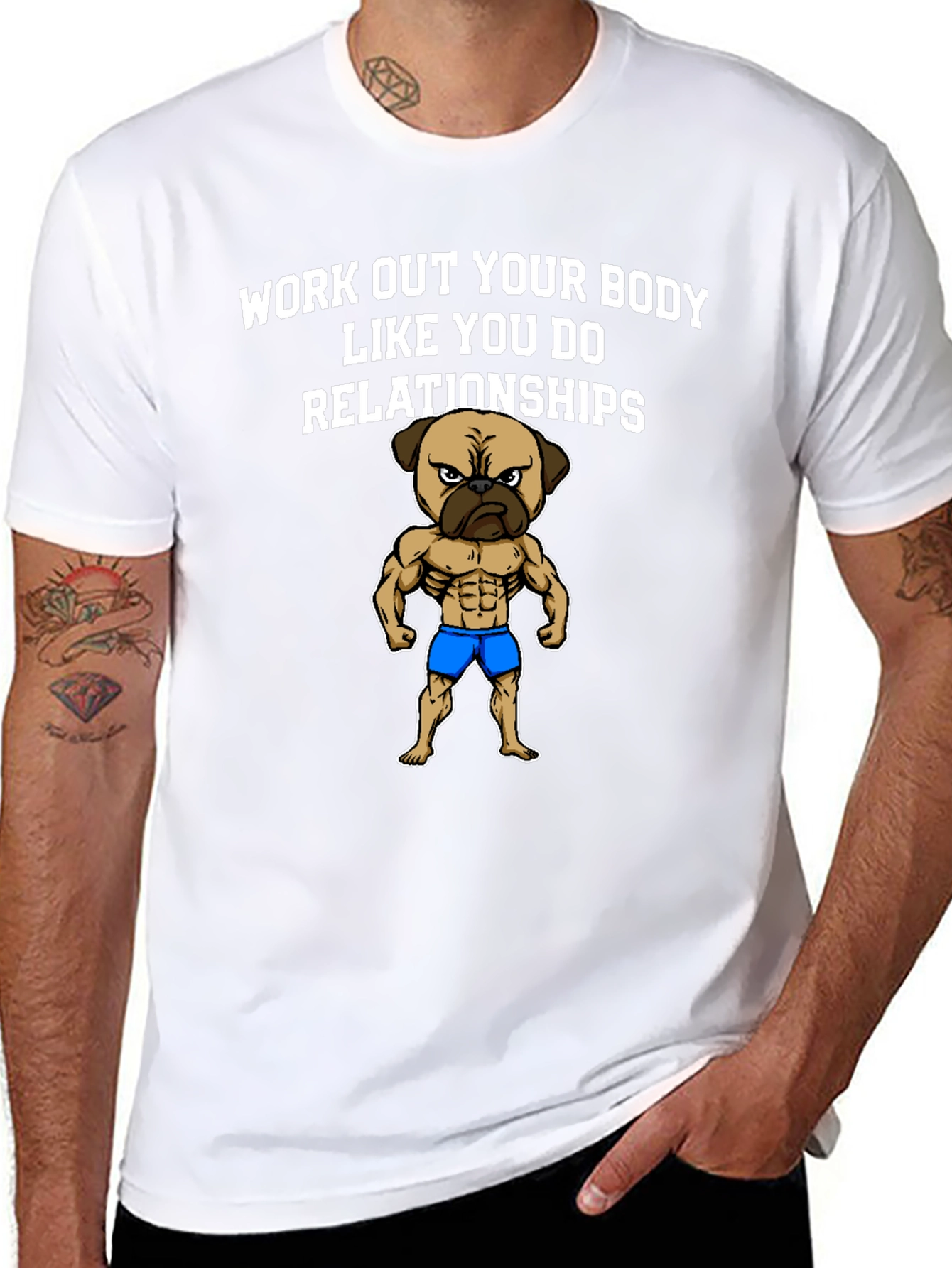 Black Workout Pug T-Shirt Funny Gym Tee view 8