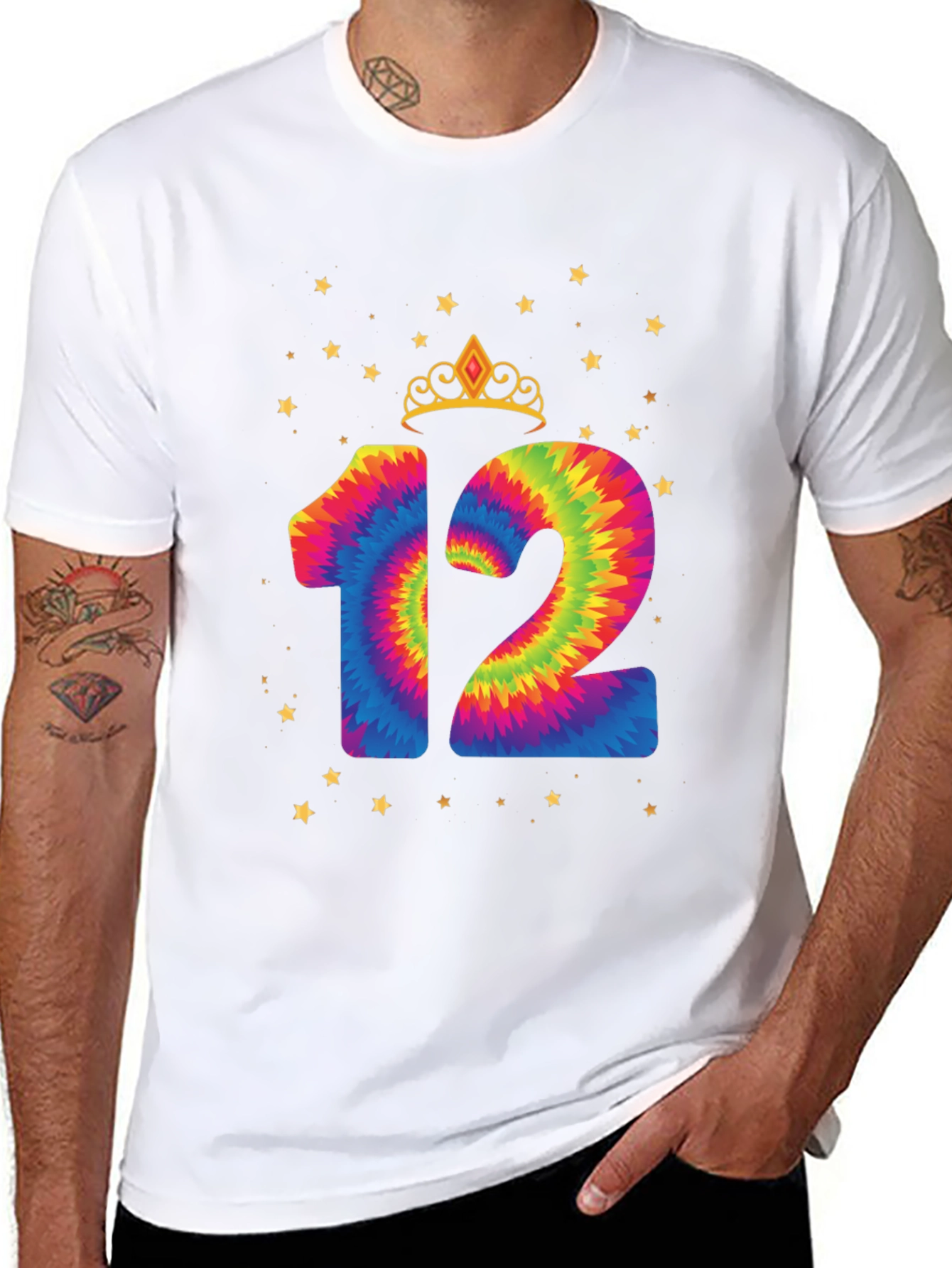 Black Tie Dye 12th Birthday Tee view 8