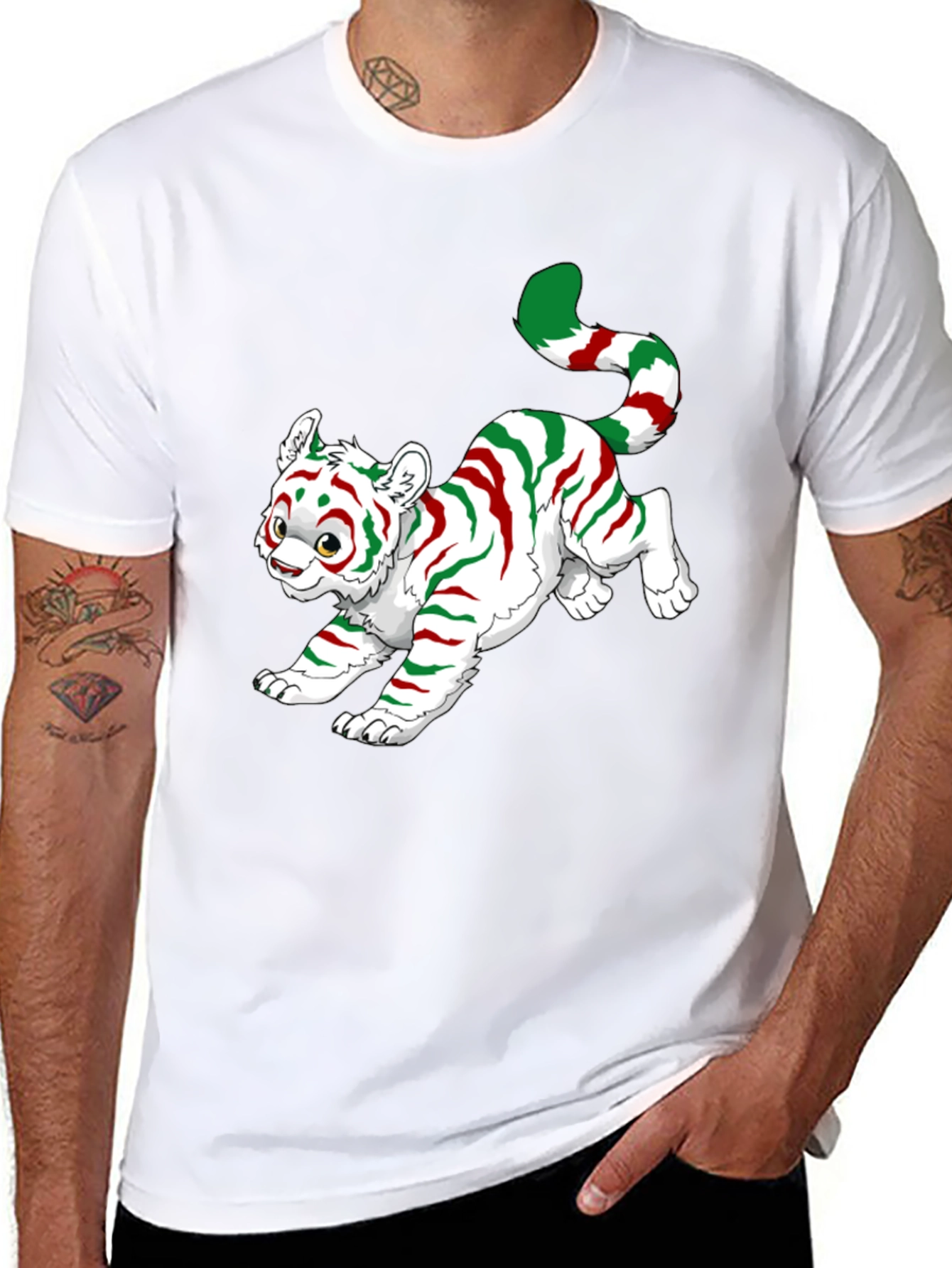 Black Festive Tiger Graphic Tee view 8