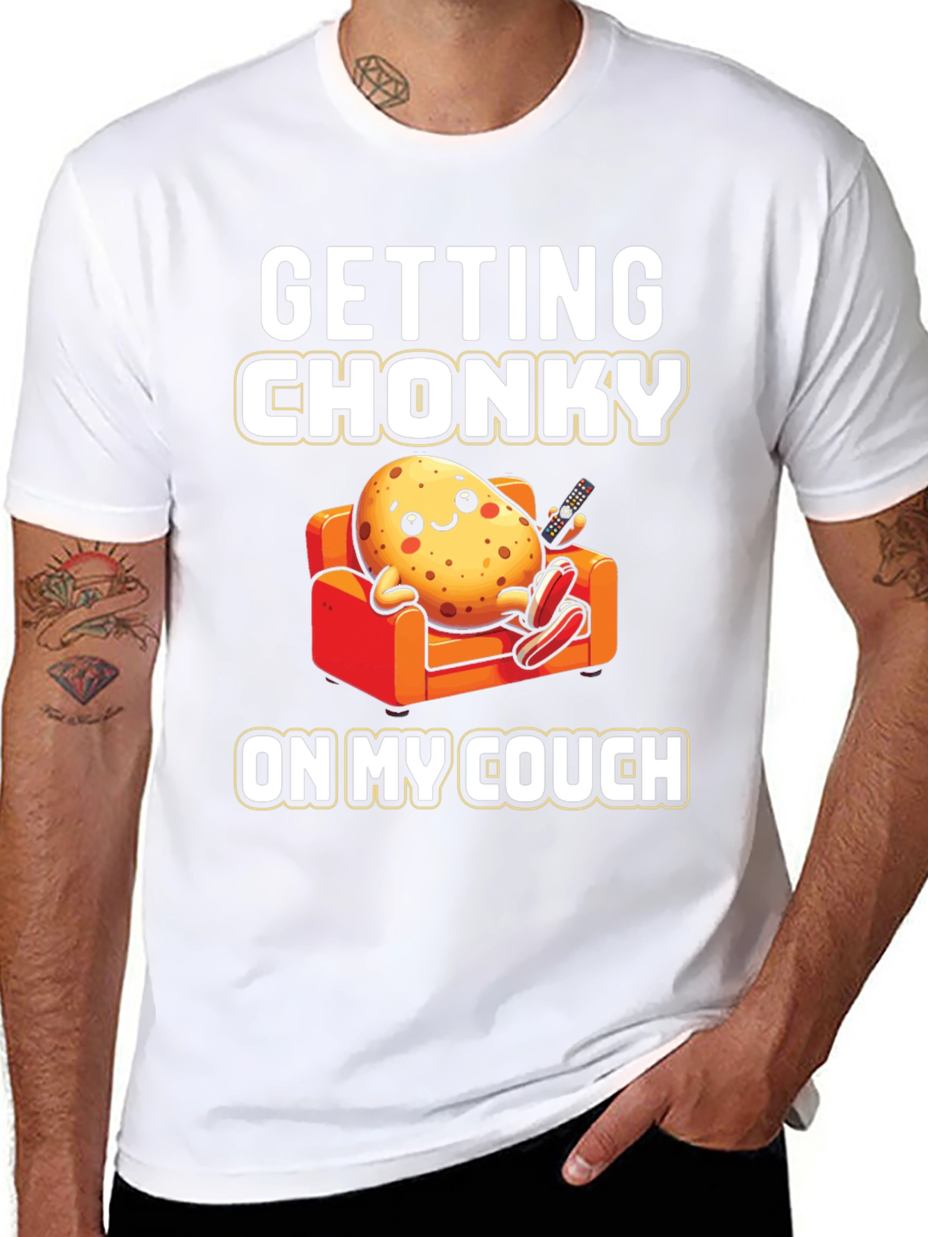 Black Getting Chonky Potato Couch T-Shirt view 8