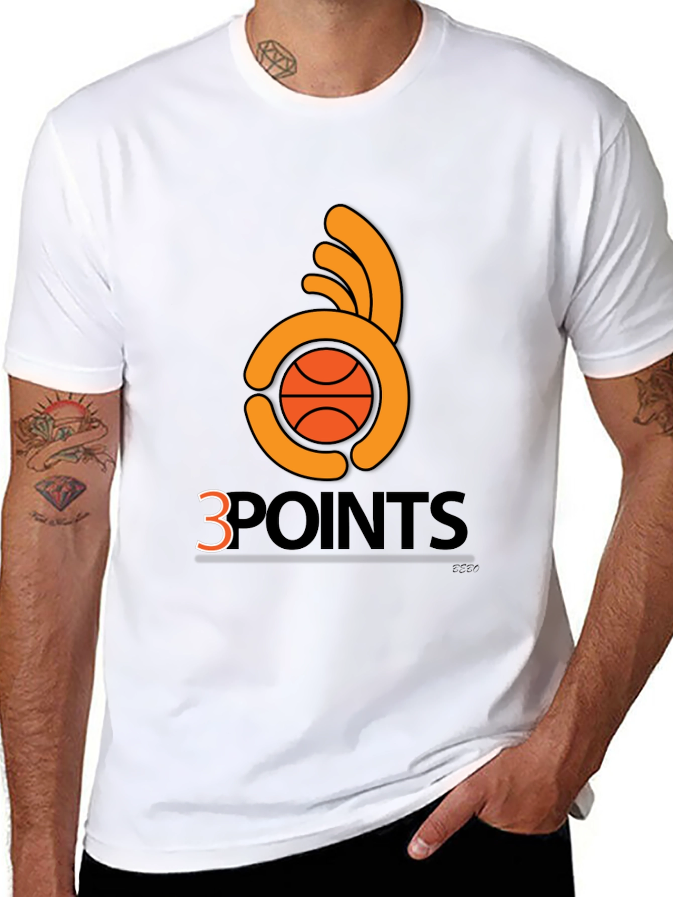 Black 3 Points Basketball T-Shirt - Graphic Tee view 8