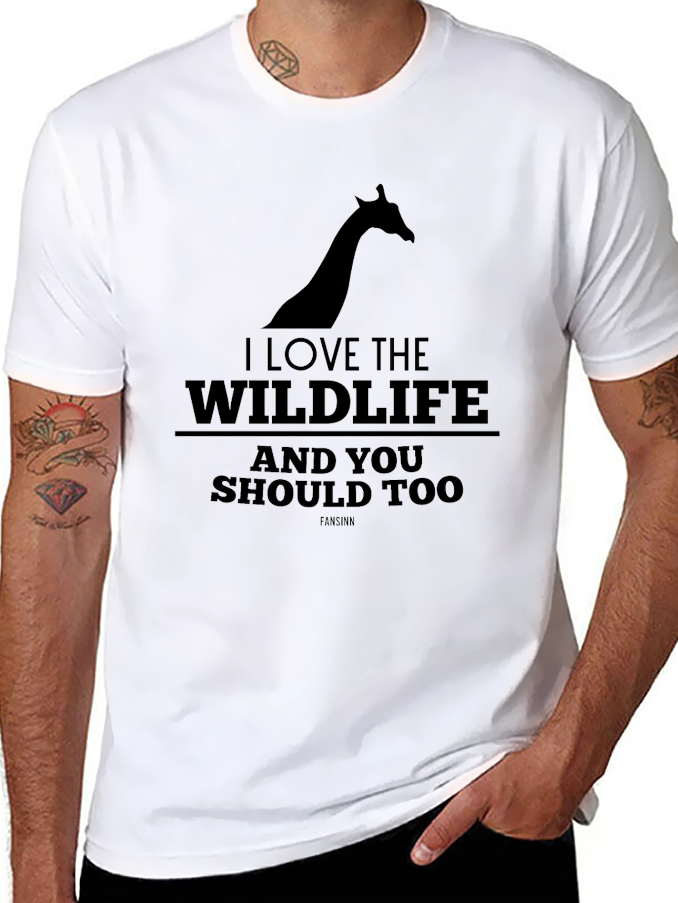 Black I Love The Wildlife Giraffe Graphic Tee view 8