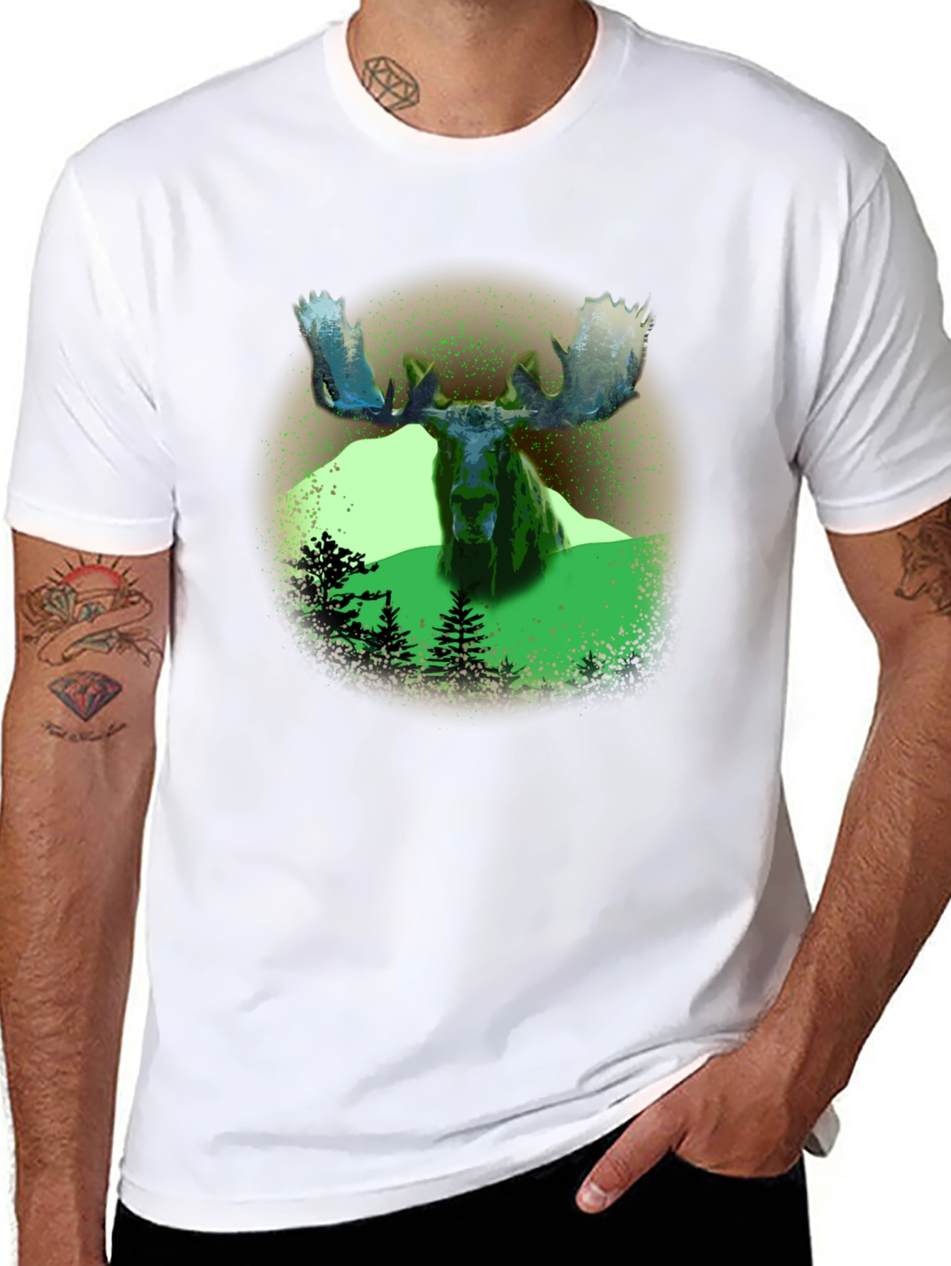 Black Moose Graphic Print Black T-Shirt view 8