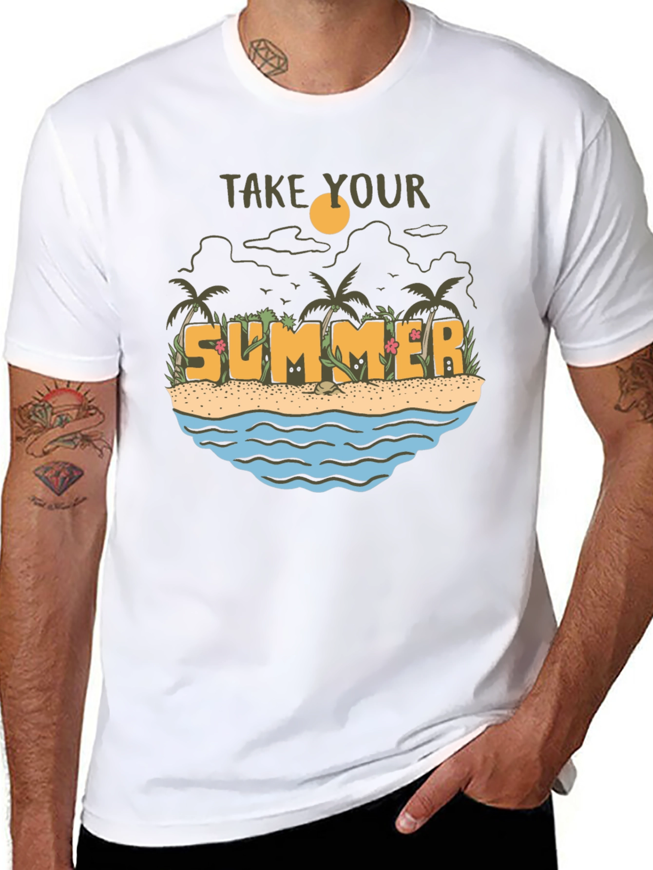 Black Summer Beach Graphic Tee view 8